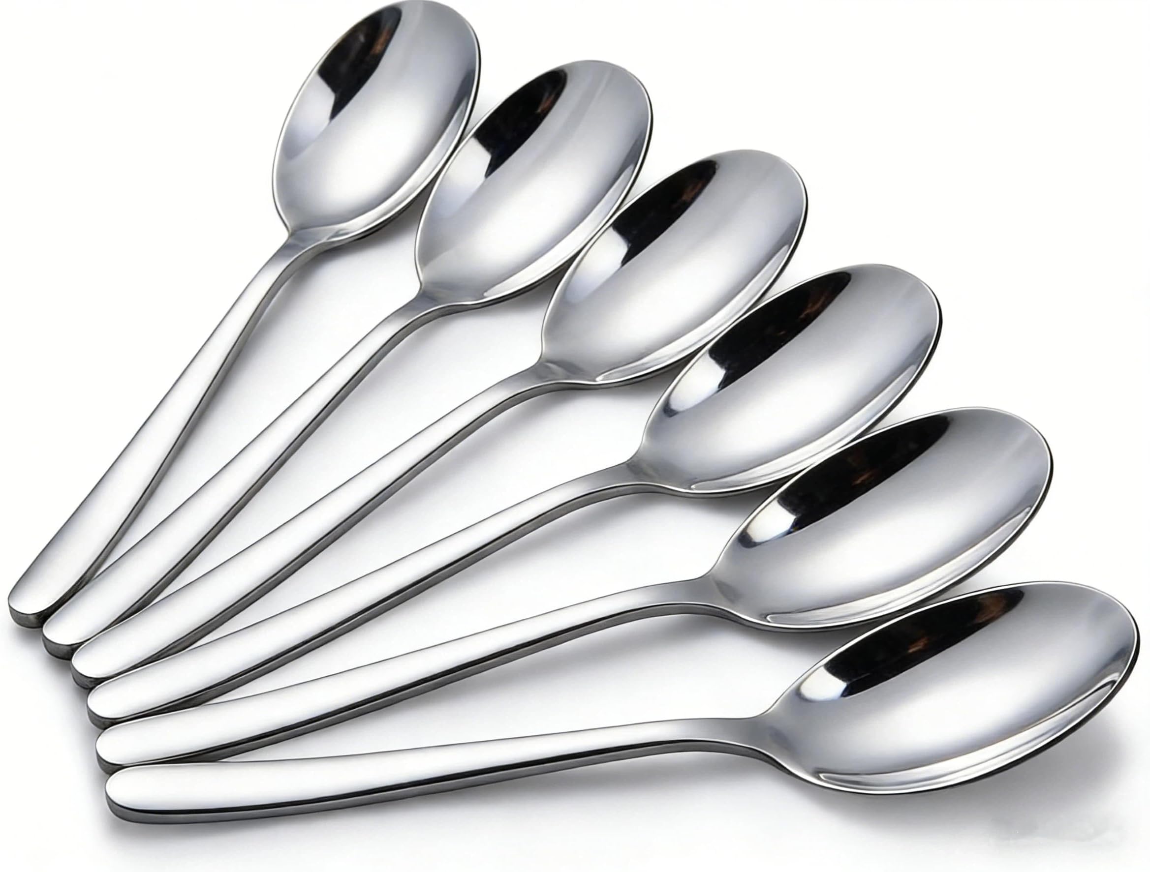 Dinner Spoons Set of 12, Stainless Steel Table Spoons, Silver Soup Spoons, 21.4 cm