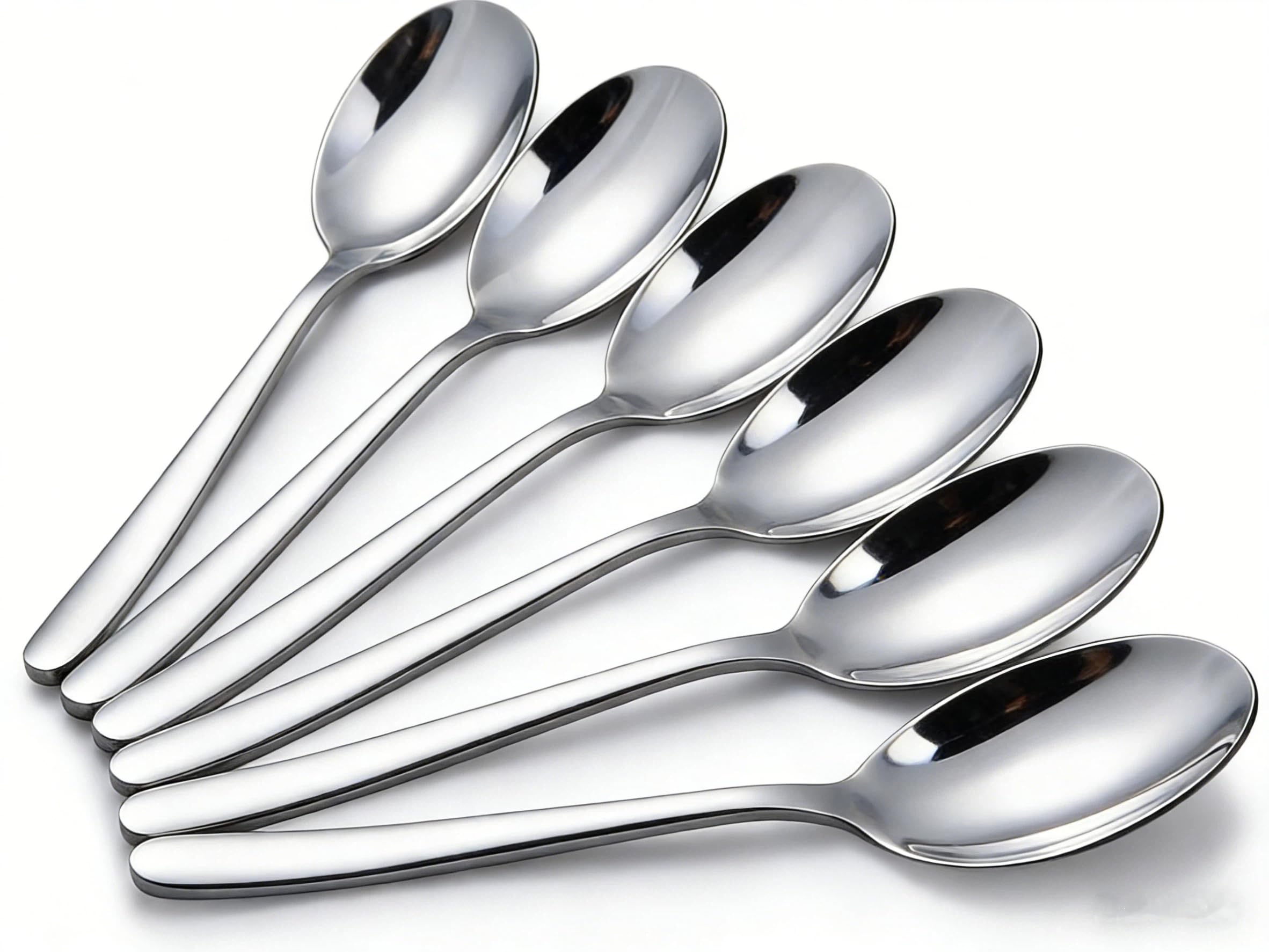 Dinner Spoons Set of 12, Stainless Steel Table Spoons, Silver Soup Spoons, 21.4 cm
