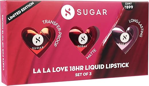 SUGAR Cosmetics La La Love 18HR Liquid Lipstick Set | Transferproof, Waterproof & Matte Finish | Makeup Kit | Gift Set (Pack of 3)
