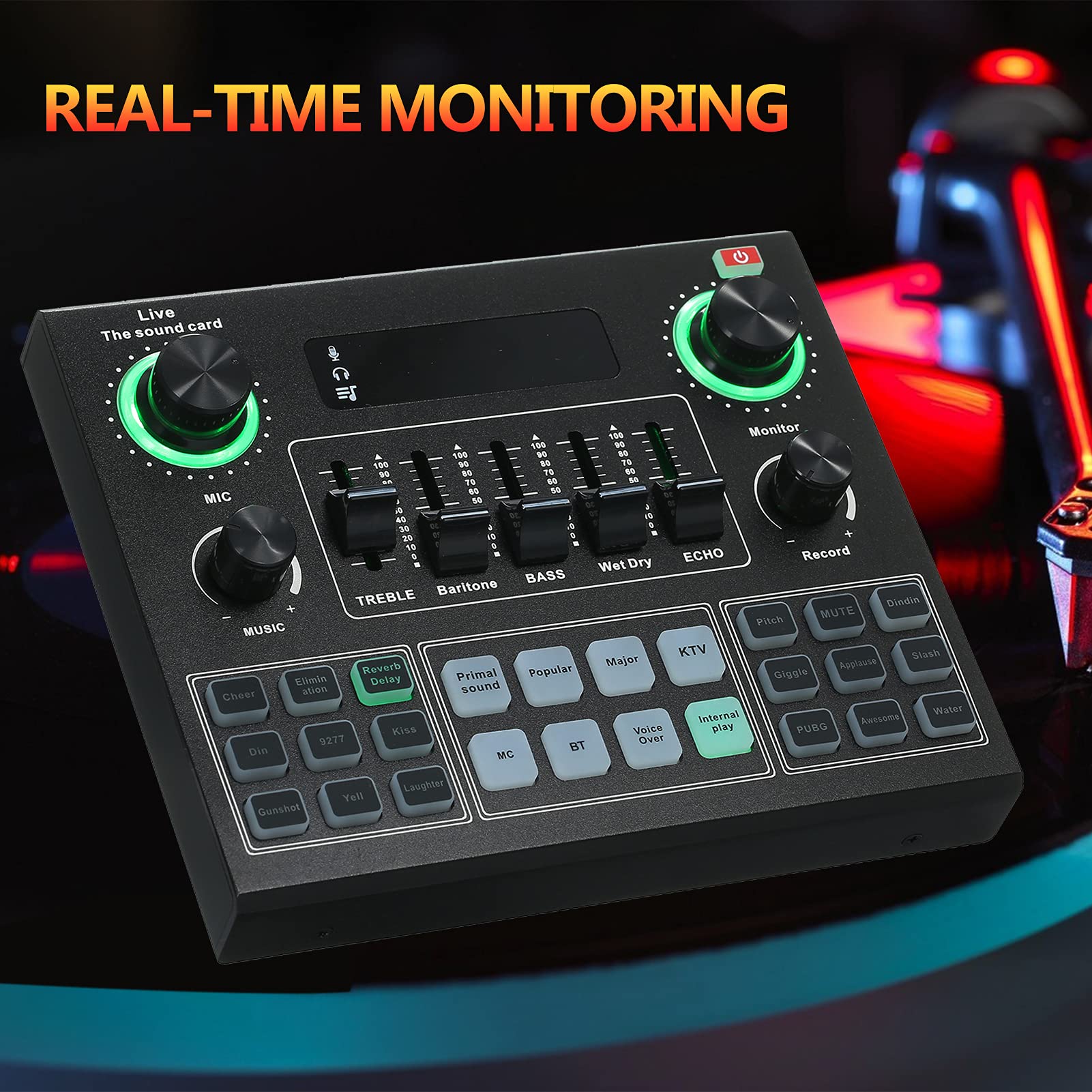Scheda Audio V9 Live Sound Card BT Accompaniment Audio Mixer con Effetti sonori Broadcasting Rete di Registrazione Canta su telefoni Laptop