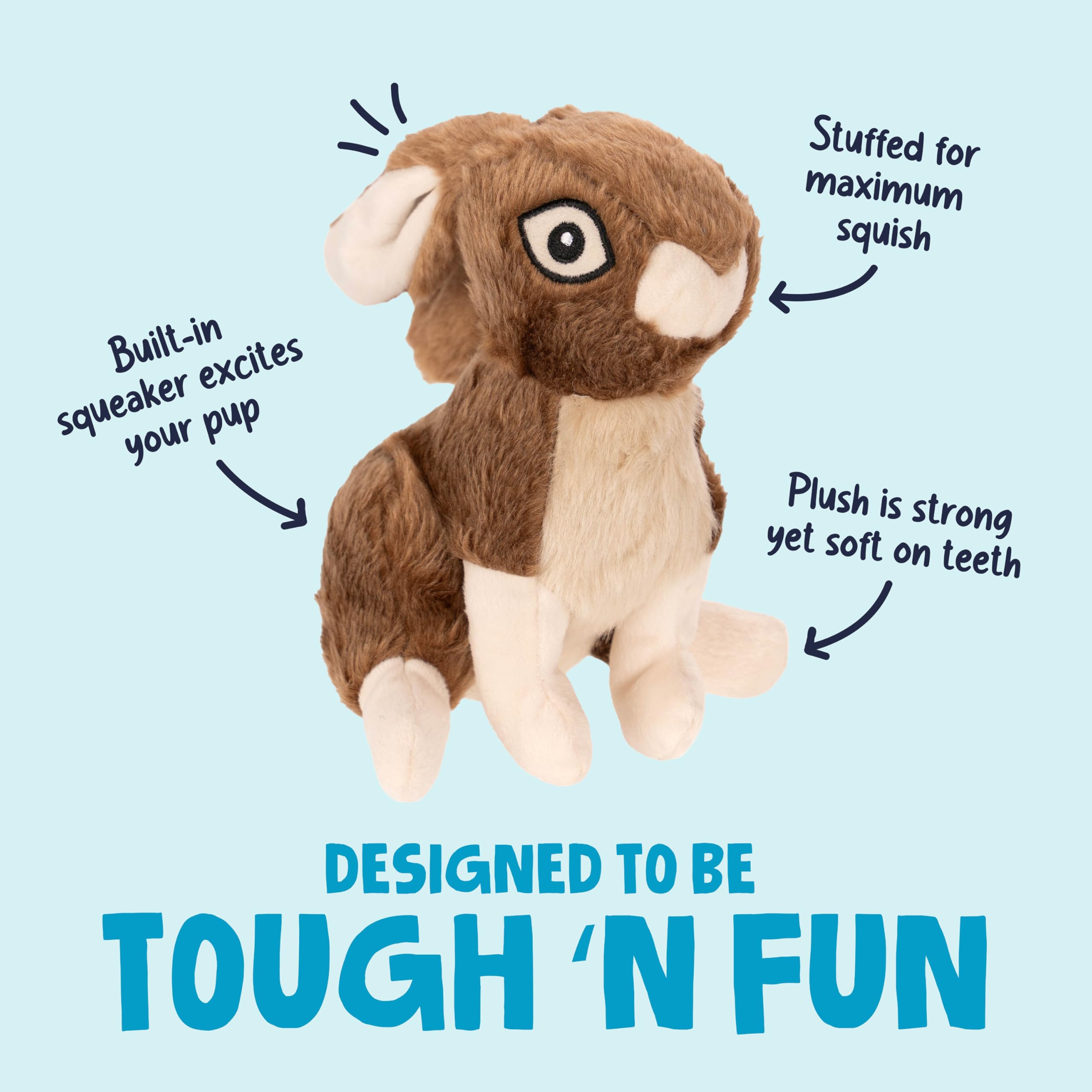 Pet Supplies : goDog Wildlife Rabbit Squeaky Plush Dog Toy with