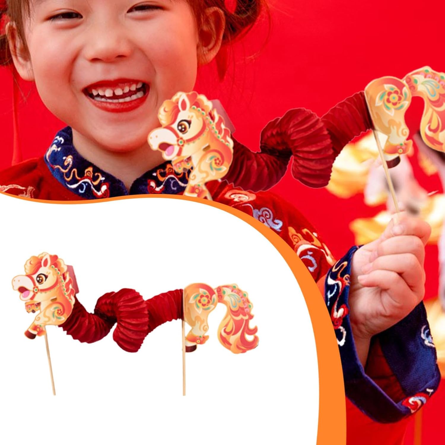 Horse Paper, Crafts, Handmade, Assembly, Toy, Traditional, Crafts, Education, Creativity, Cultivation, New Year, Decoration, Gift, Red and Yellow Horse