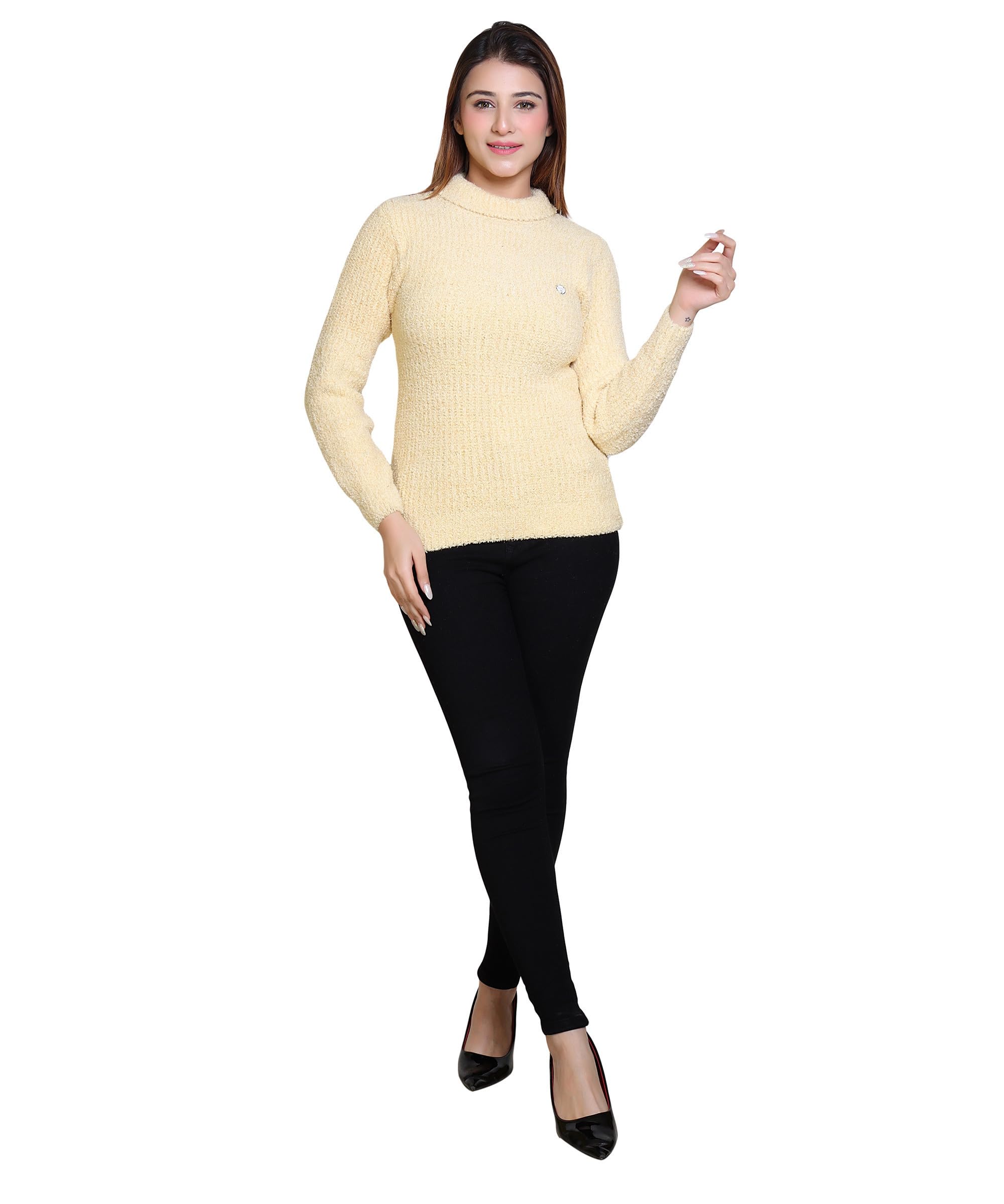 grand line Women's Woolen High Neck Innerwear Sweater Pullovers Skivvy for Winters | Cream-picture-34