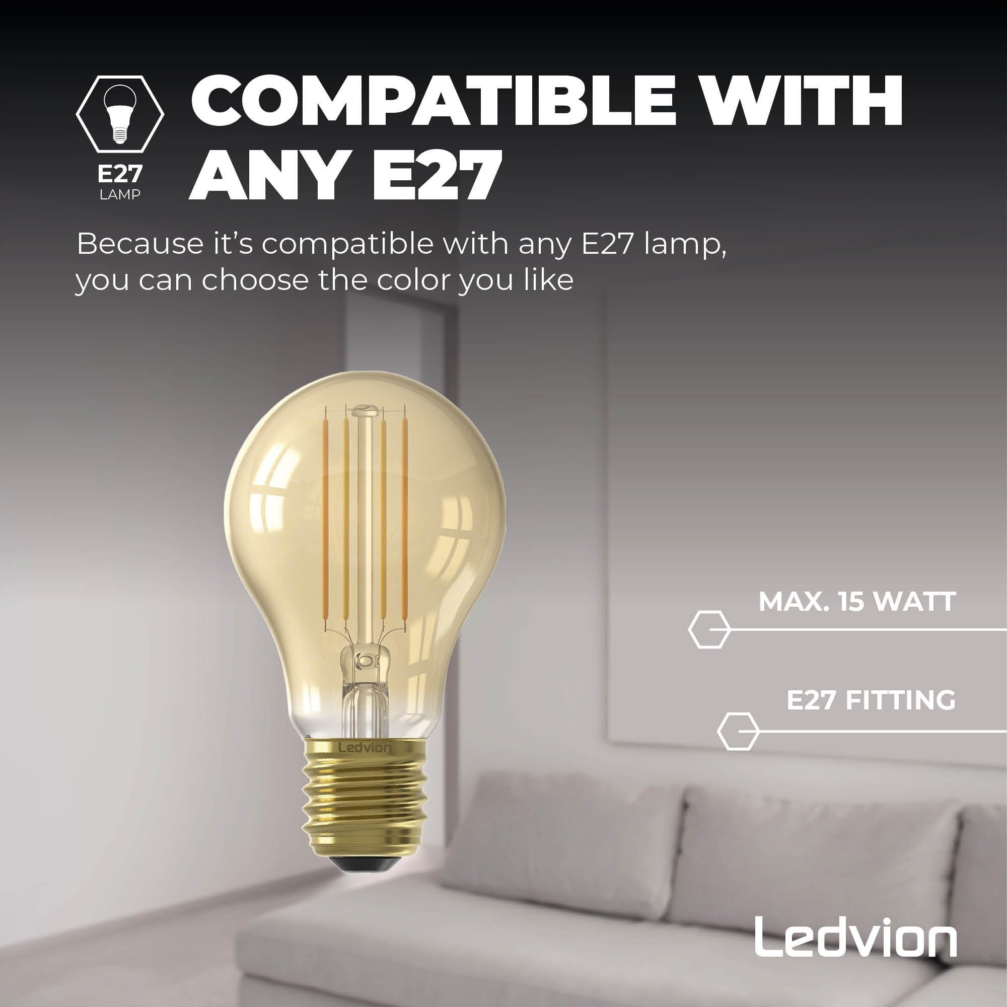 Ledvion - Lampada da parete industriale a LED Dimbaar, 7,5W, 2100K, IP44, Nero, Spot E27