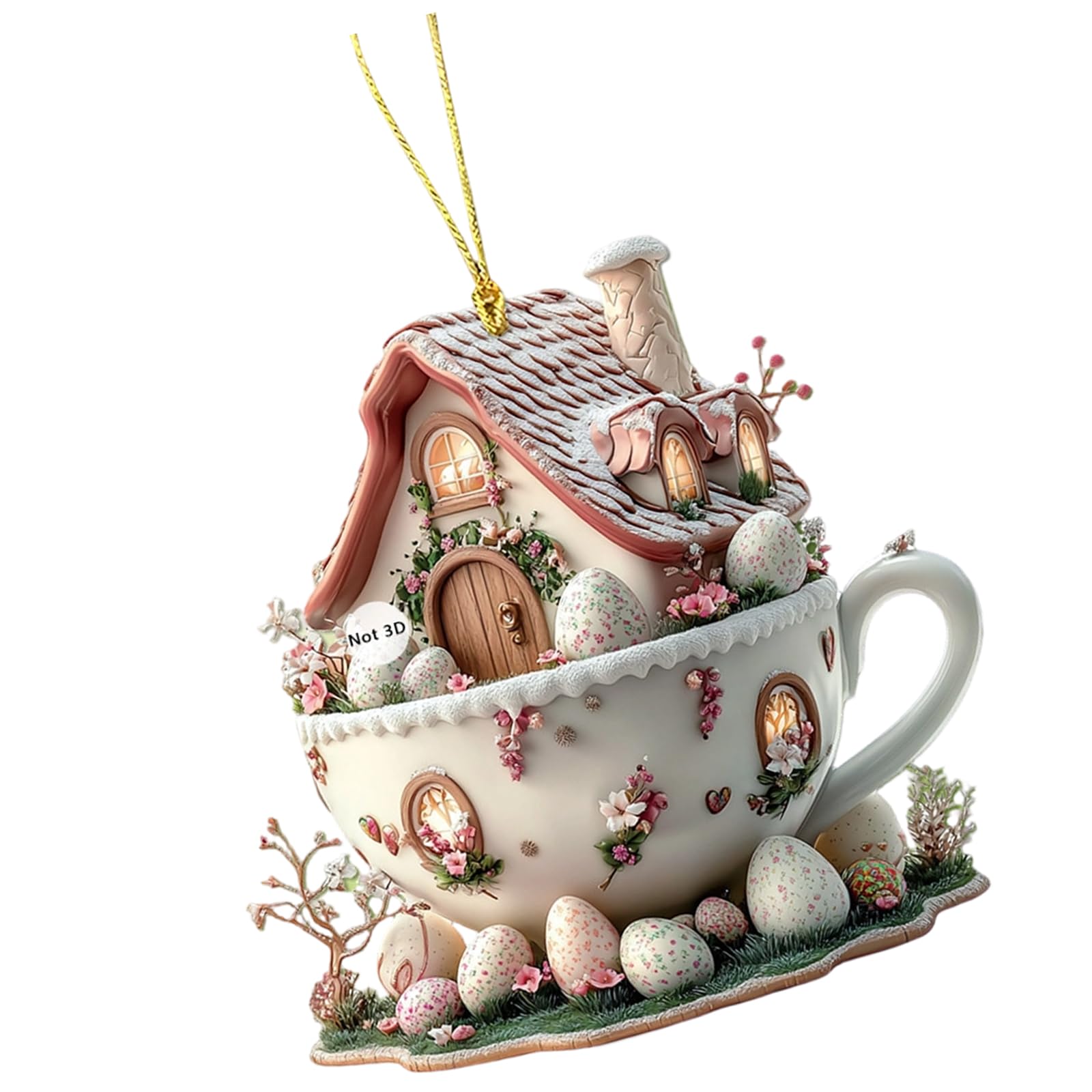 Linvimia Easter Charm with Rabbits and Coffee Cup Designs for Car Mirrored or Backpack Hanging Ornament Party Supplies