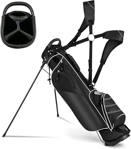 Bolsa de golf portátil para palos de golf con 4 divisores de direcciones, 4 bolsillos, correas de hombro ajustables, bolsa de golf para lápices con