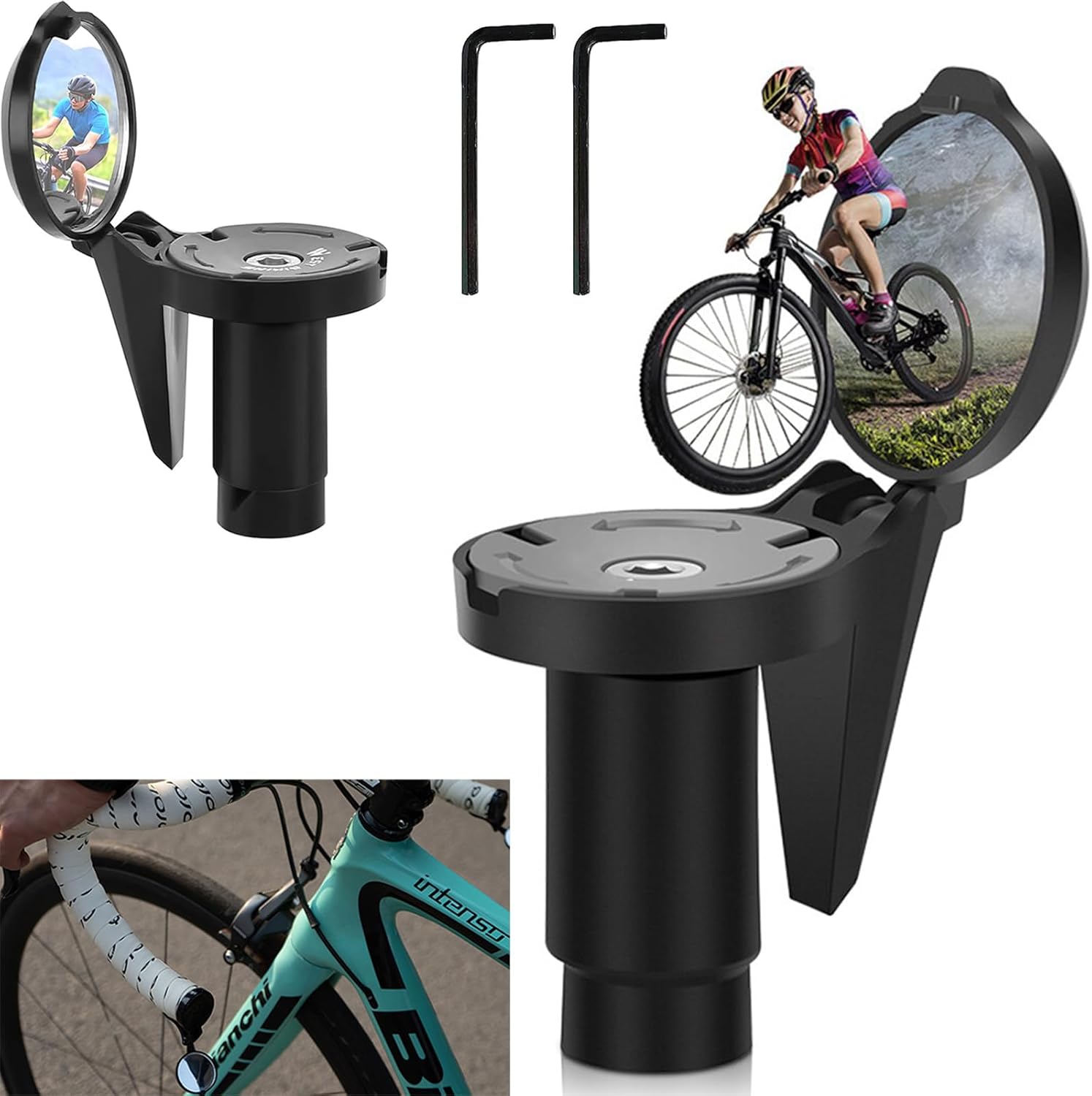 Specchietti Retrovisori Bici Heart Horse - 2 Pezzi, Regolabili 360°, Per Manubrio 17-19 Mm, Antiriflesso, Per Mountain Bike E Bici Elettriche - Foto 11