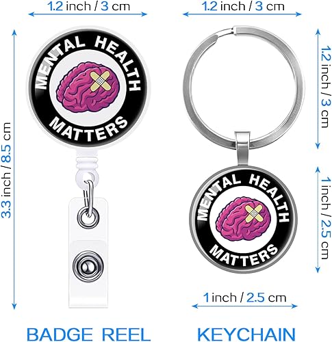 Miniatura 2 de YAZMEEN Carrete retráctil de identificación y llavero para enfermera, carrete de insignia de salud mental con clip de cocodrilo, divertido soporte