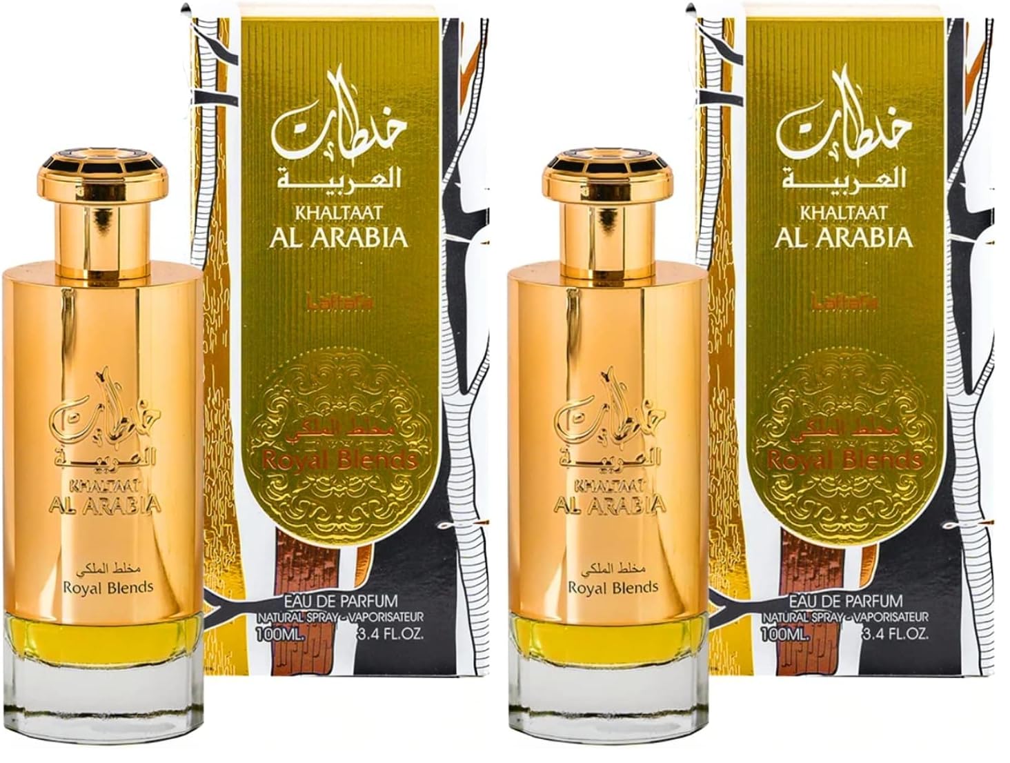 Lattafa Prestige Khaltat Al Arabia for Unisex Eau de Parfum Spray, 3.4 Ounce (Pack of 2)