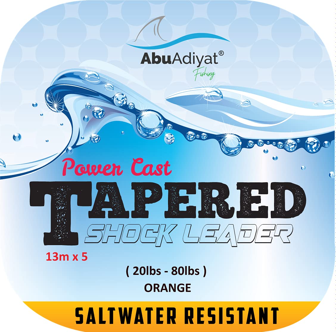 POWER CAST TAPERED SHOCK LEADER (Orange, 20-80lbs)