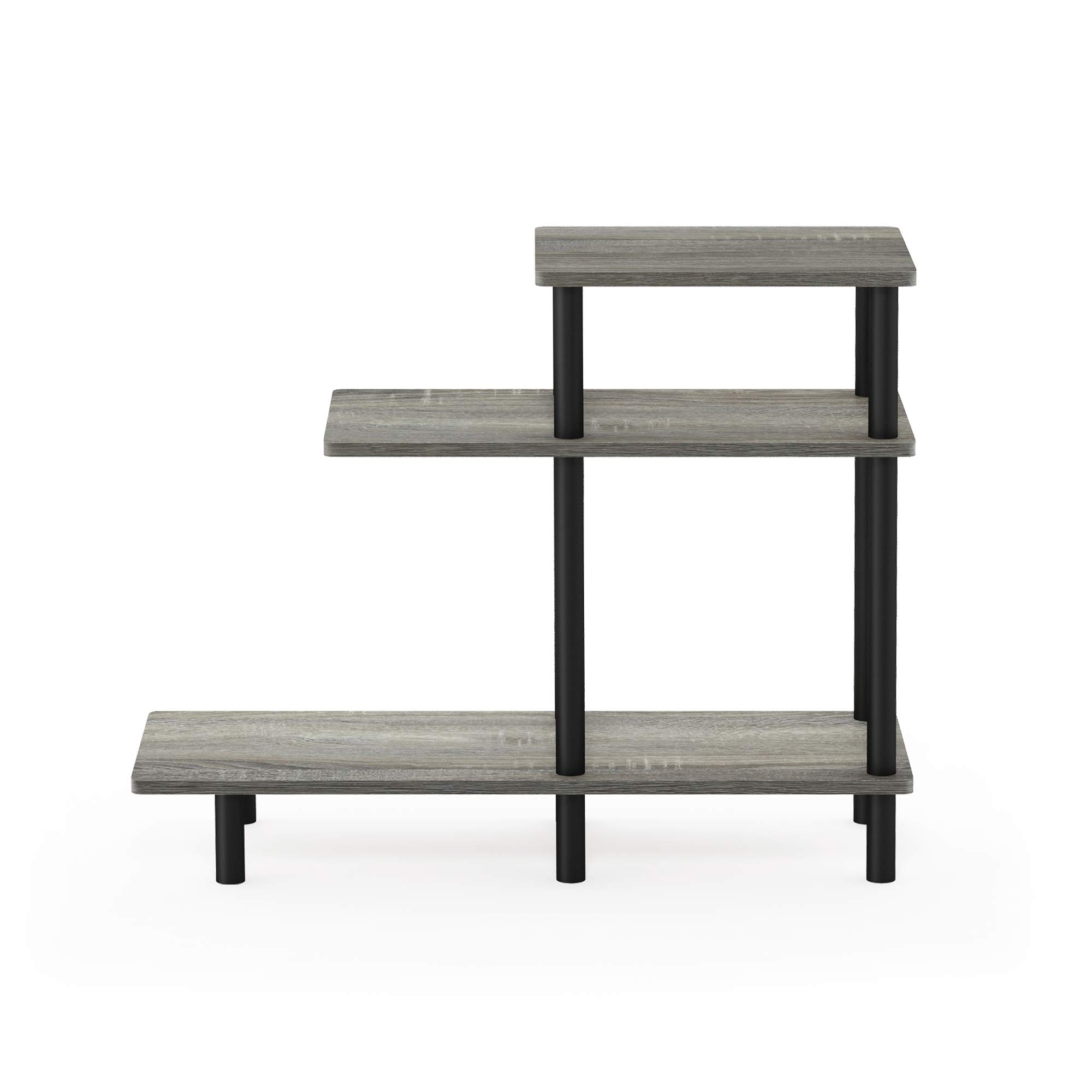 Table D'appoint Furinno Avec Bac - Design Chêne Français Gris Noir - Étagère Et Tiroir - Idéale Salon Ou Chambre