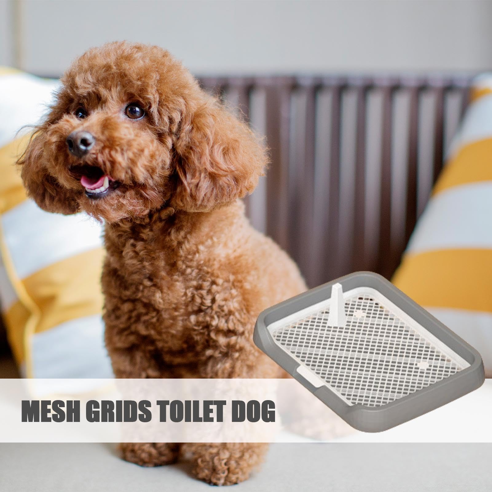 Bac de propreté d'intérieur pour chien | Grilles plates en maille et tapis pipi intégrés, colonne réutilisable et amovible pour la maison, les animaleries, fournitures de toilette pour chien