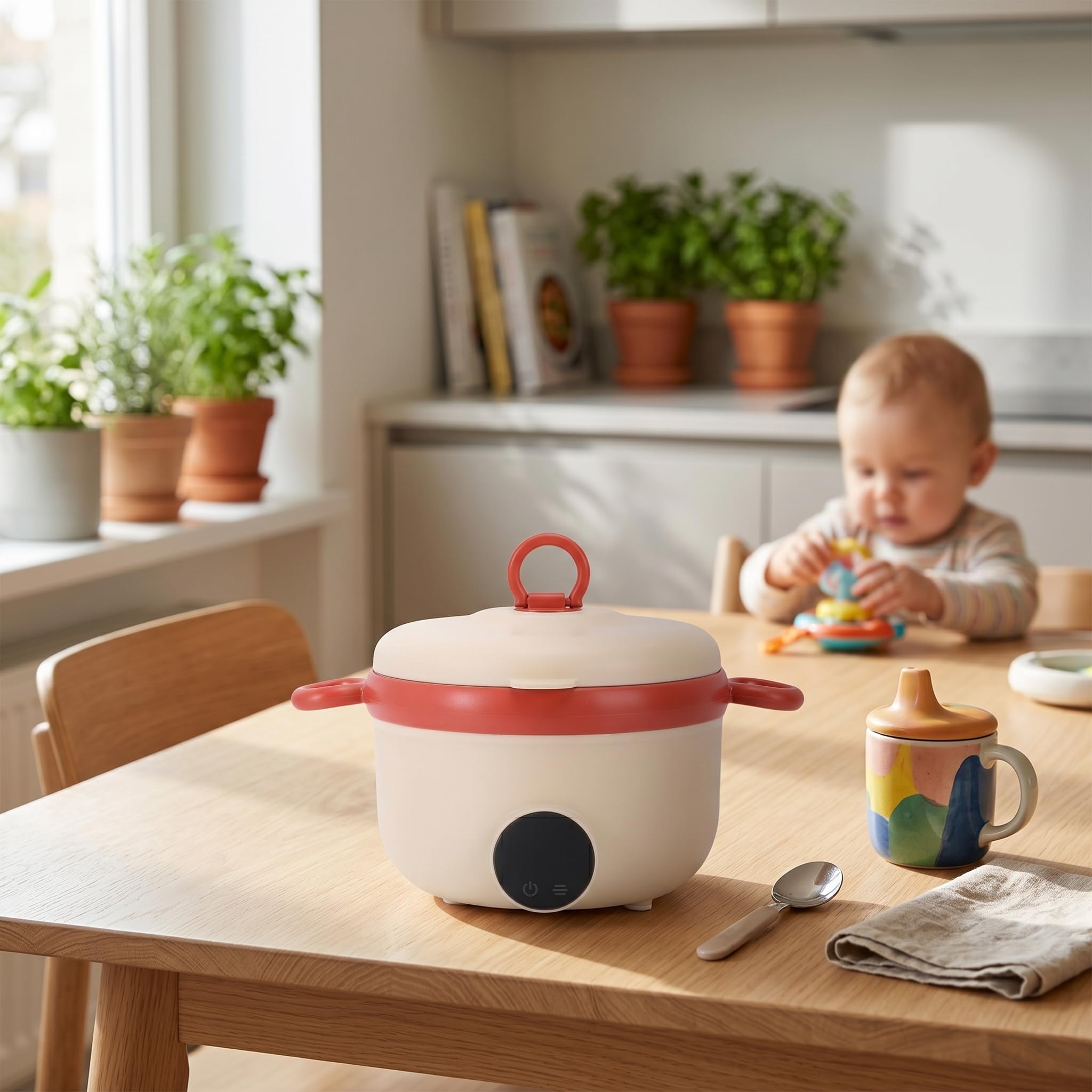 Rengue 450ML Bébé Bol Chauffant Type Bol Acier Inoxydable Sans Fil | Fonction De Température Constante Intelligente,Rechargeable Par USB,Léger Et Portable, Grande Capacité,Accueil,Voyage