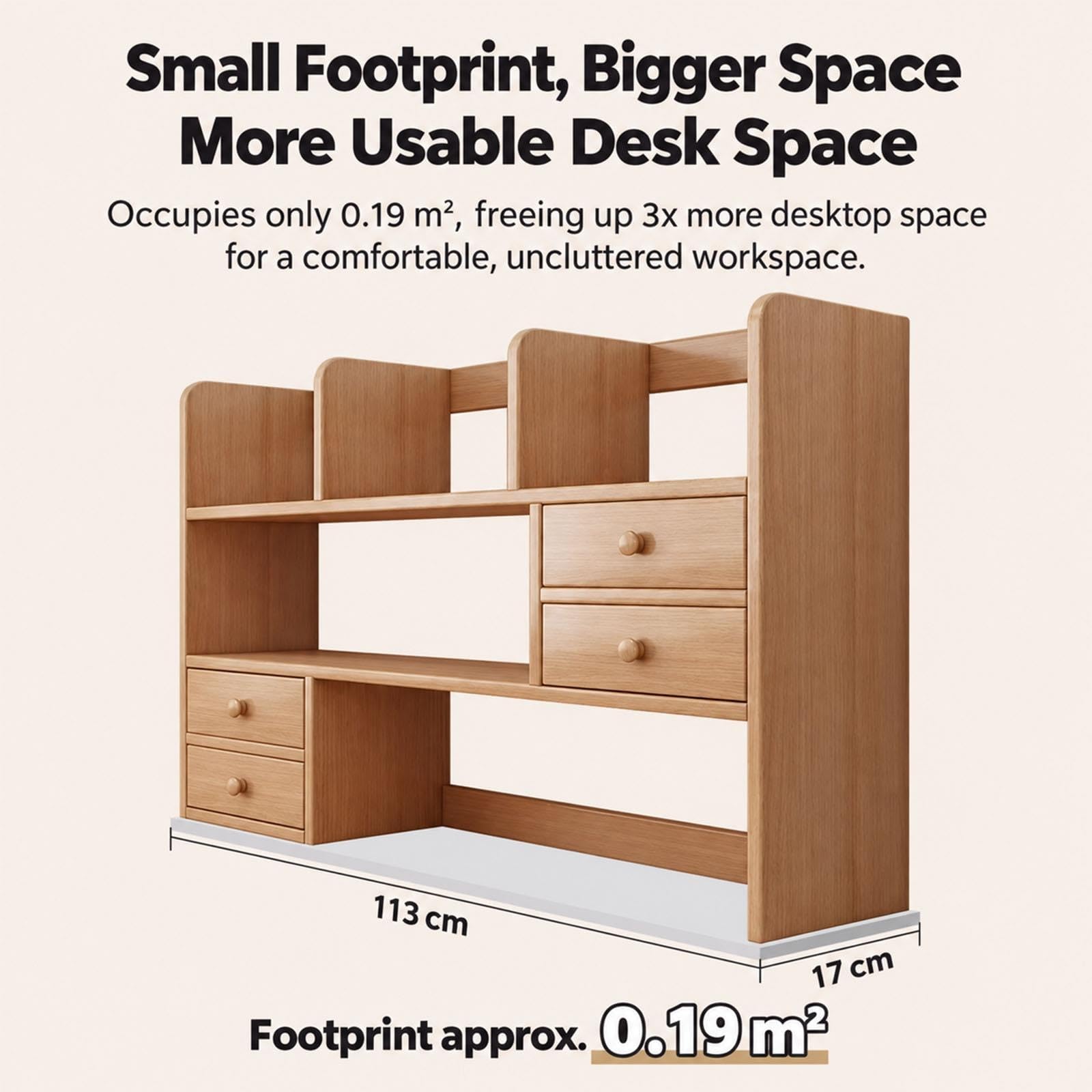 2 Tier Desktop Bookshelf, Wood Desk Hutch Storage Rack for Home Office