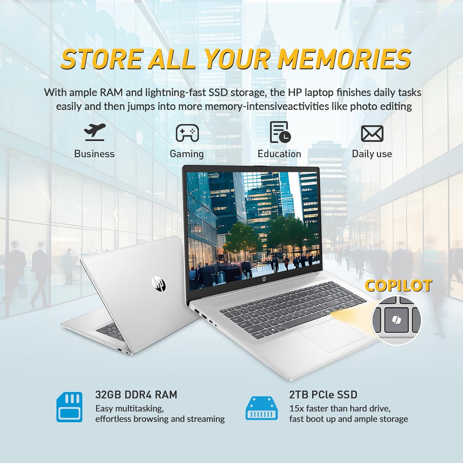 HP 17 Inch Touchscreen Laptop PC, 17.3" HD+ Touch Screen Business Laptop Computer, AMD Ryzen 5 (6-Core) | Windows 11 Pro | 10-Key Number Pad | Wi-Fi 6 | 64GB RAM 2TB SSD