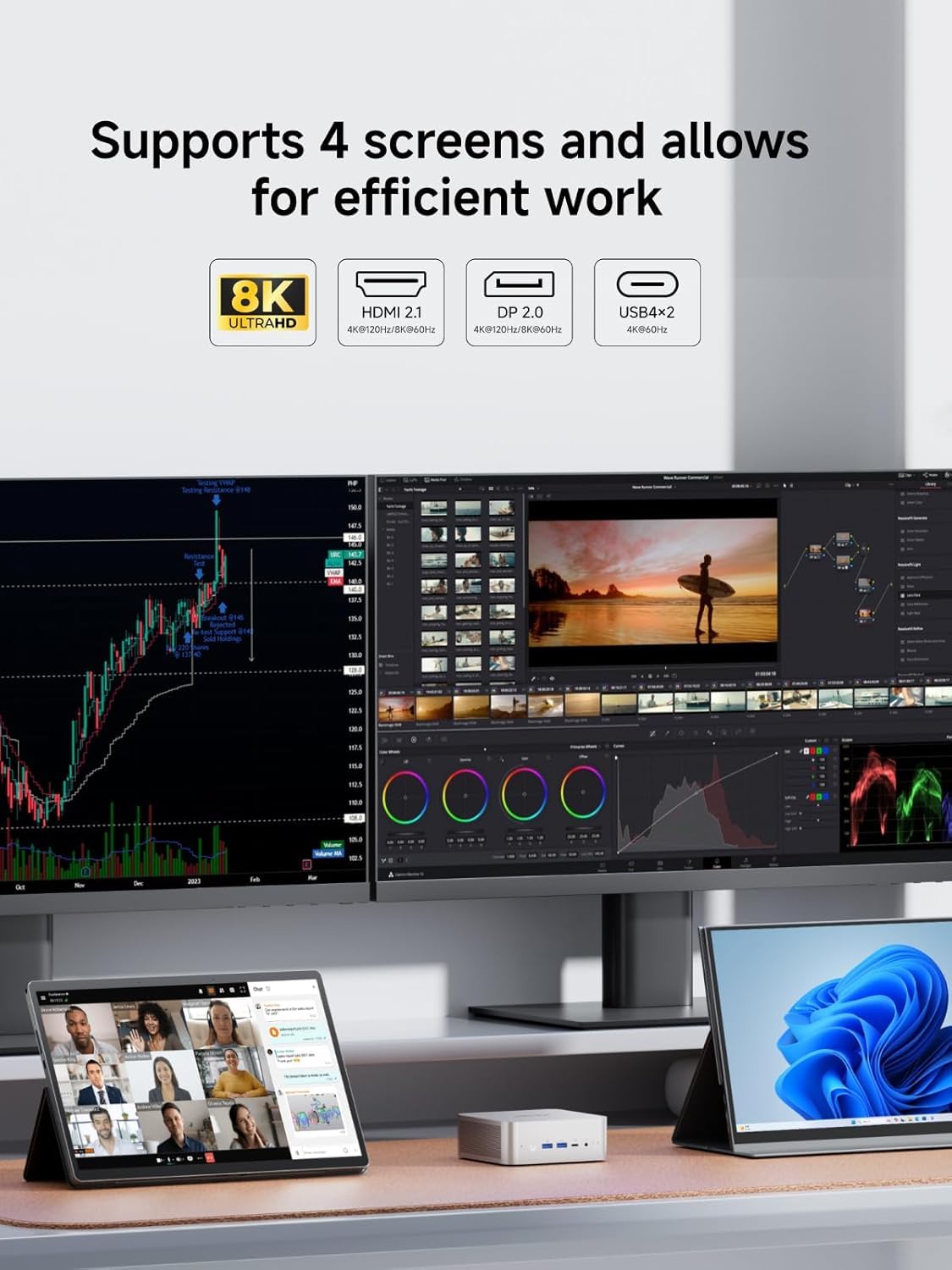MINISFORUM AI X1 Mini PC, AMD Ryzen 7 255 CPU a 8 core e 16 thread