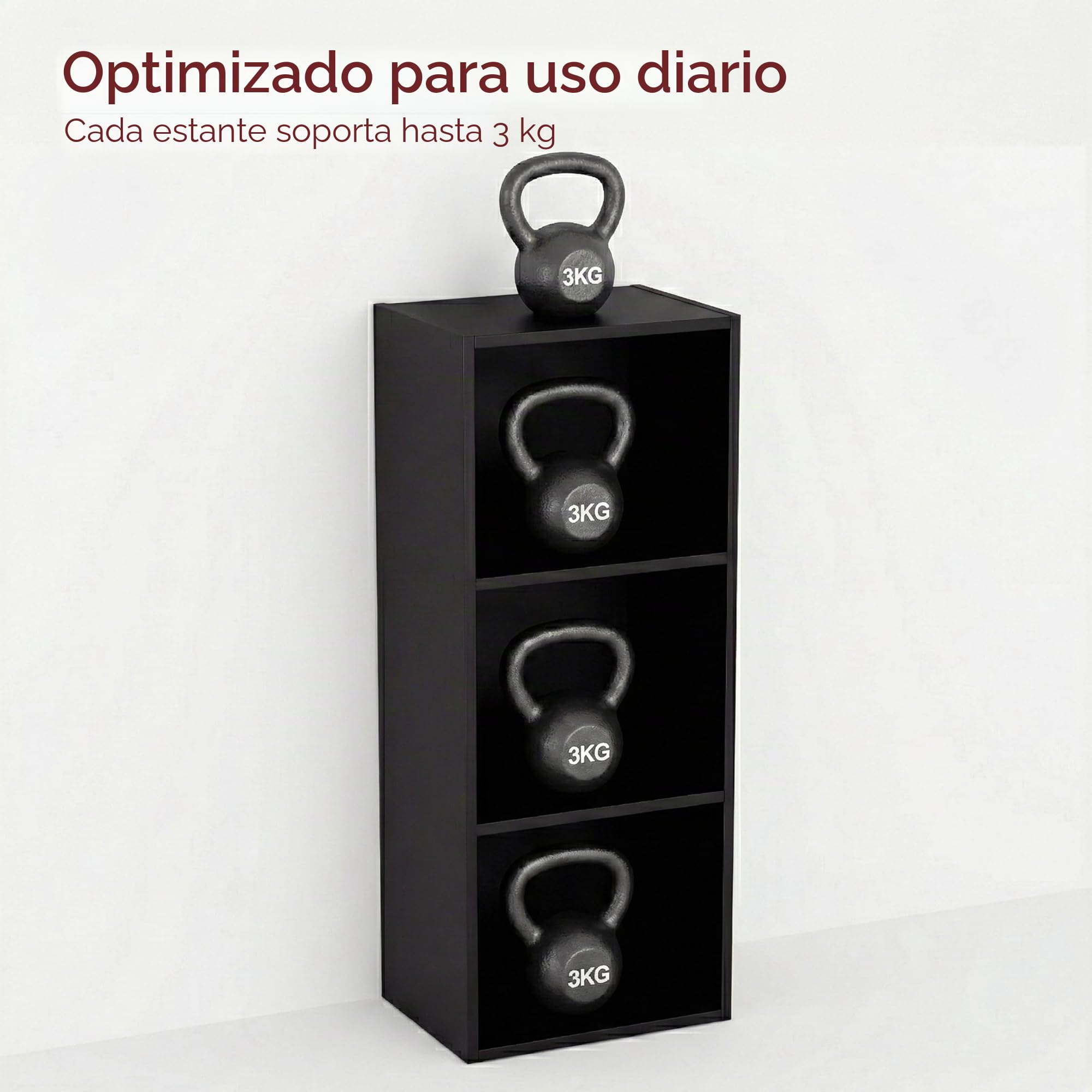 Home Discount Vida Designs Oxford - Estantería de 3 estantes, Hecha de Madera de Roble, para Oficina, Sala de Estar Moderno 80 x 32 x 24 cm Negro