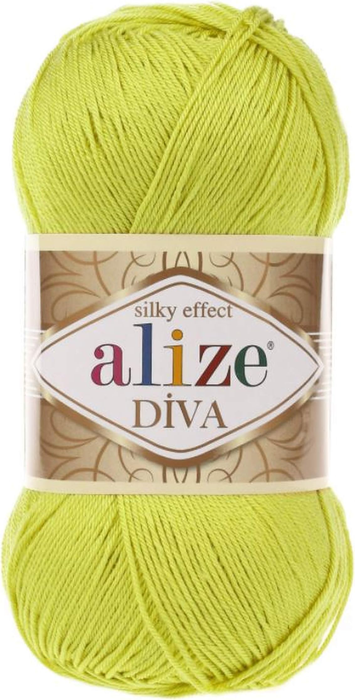 Alize Diva Silk Effect 100% Microfiber Acrylic Yarn 1 Ball skeins 100gr 383yds Color (109 - Lime)