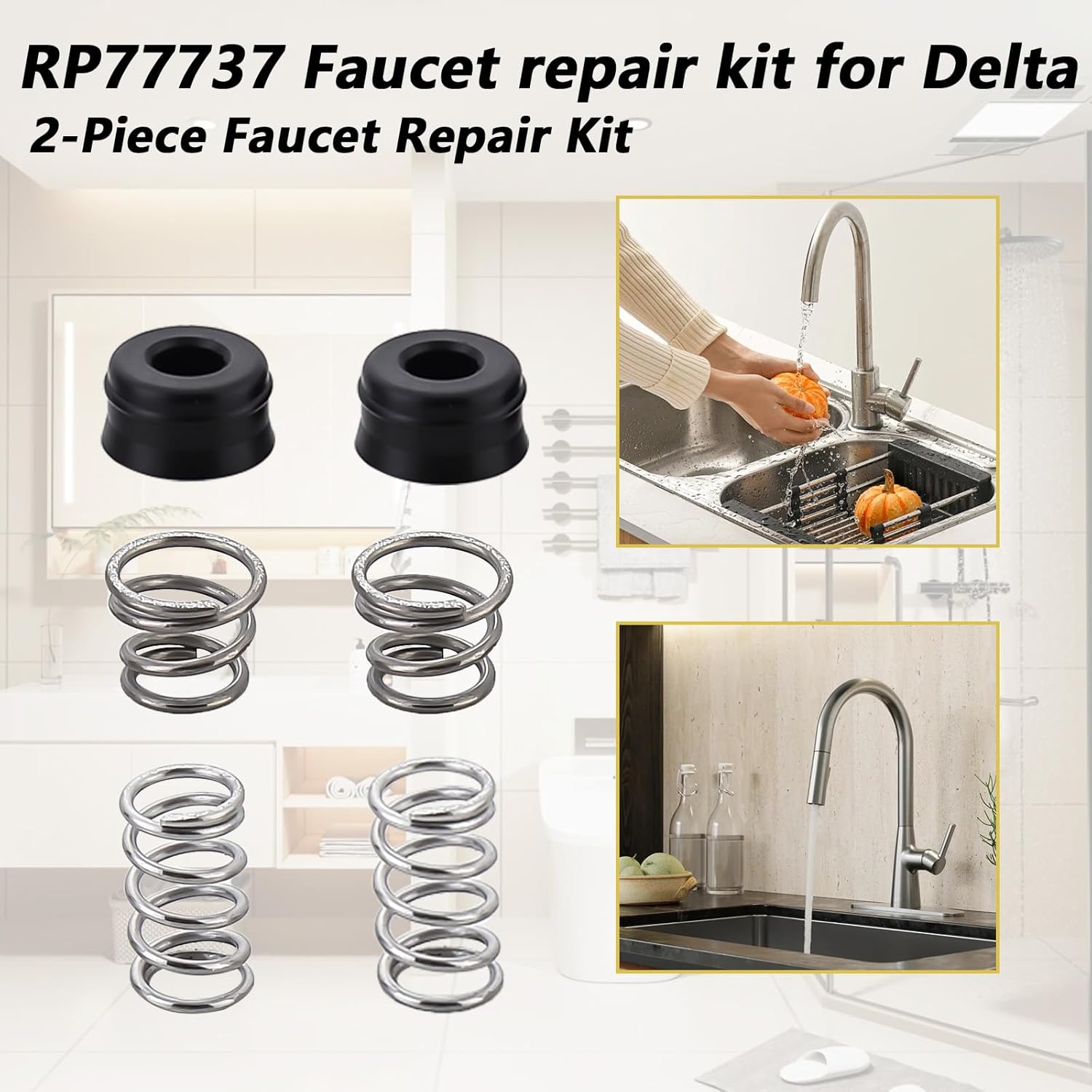 RP77737 Faucet Seat and Spring Kit for Delta Shower Cartridge,Faucet Repair Kit for Ball Valve and Cartridge Faucets