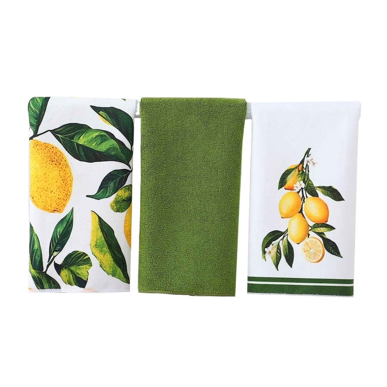 Jobaojiang Lemon Print Kitchen Dish Towel Absorbent Kitchen Towels Dish Cloth For Spring Summer Kitchen Cooking Cleaning Decor(12Pcs Set)
