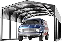 KKnowbody 12x20ft Metal Carport Heavy-Duty Military-Grade RV Truck Shelter | 100lbs/Sq.Ft Snow Load Hurricane Wind Resistant Steel Garage