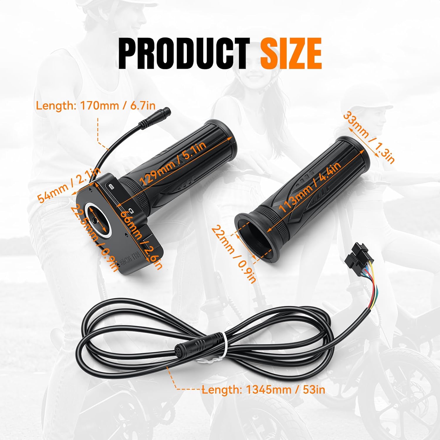 LKV Upgrade 48V Ebike Throttle with LCD Voltage Display & Cruise Control, 6-Pin Plug & Play Electric Bike Throttle Grip Kit Replacement for Jetson Haze Folding Ebike, DYU Y16 Electric Bicycle