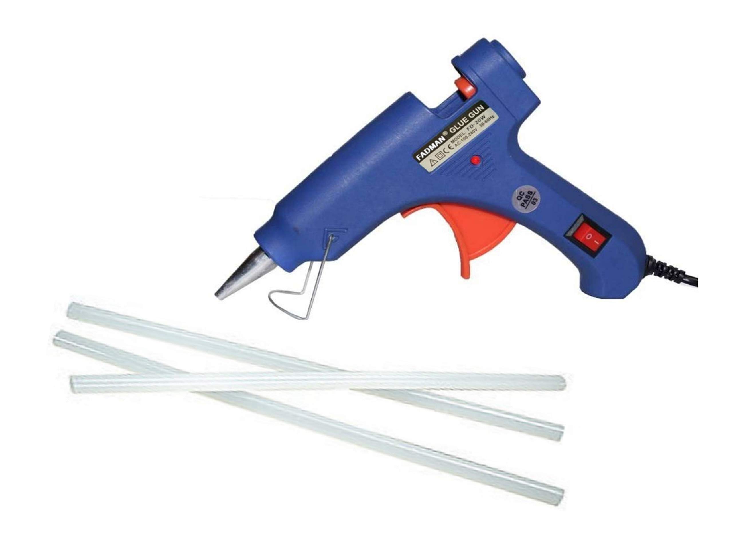 FADMAN MINI 20W HOT MELT GLUE GUN 7MM (ON OFF SWITCH & INDICATOR) (BLUE & 3 STICKS)-image-44
