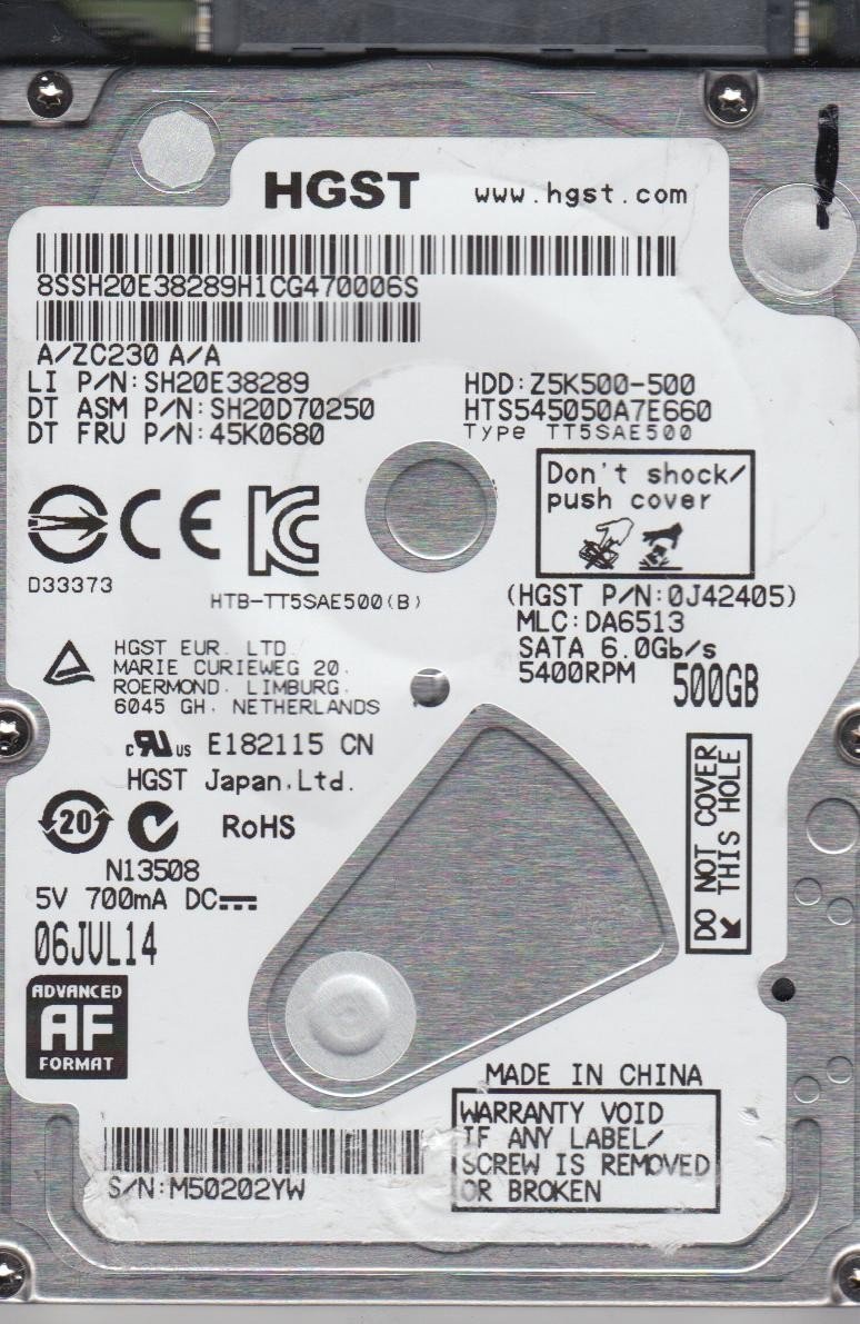 その他 Hitachi hts545050?a7e362?P/N : 0j23845?MLC : da5115?500?GB Amazon | HGST HTS545050A7E362 P/N:0J38105 MAC 655-1730F MLC