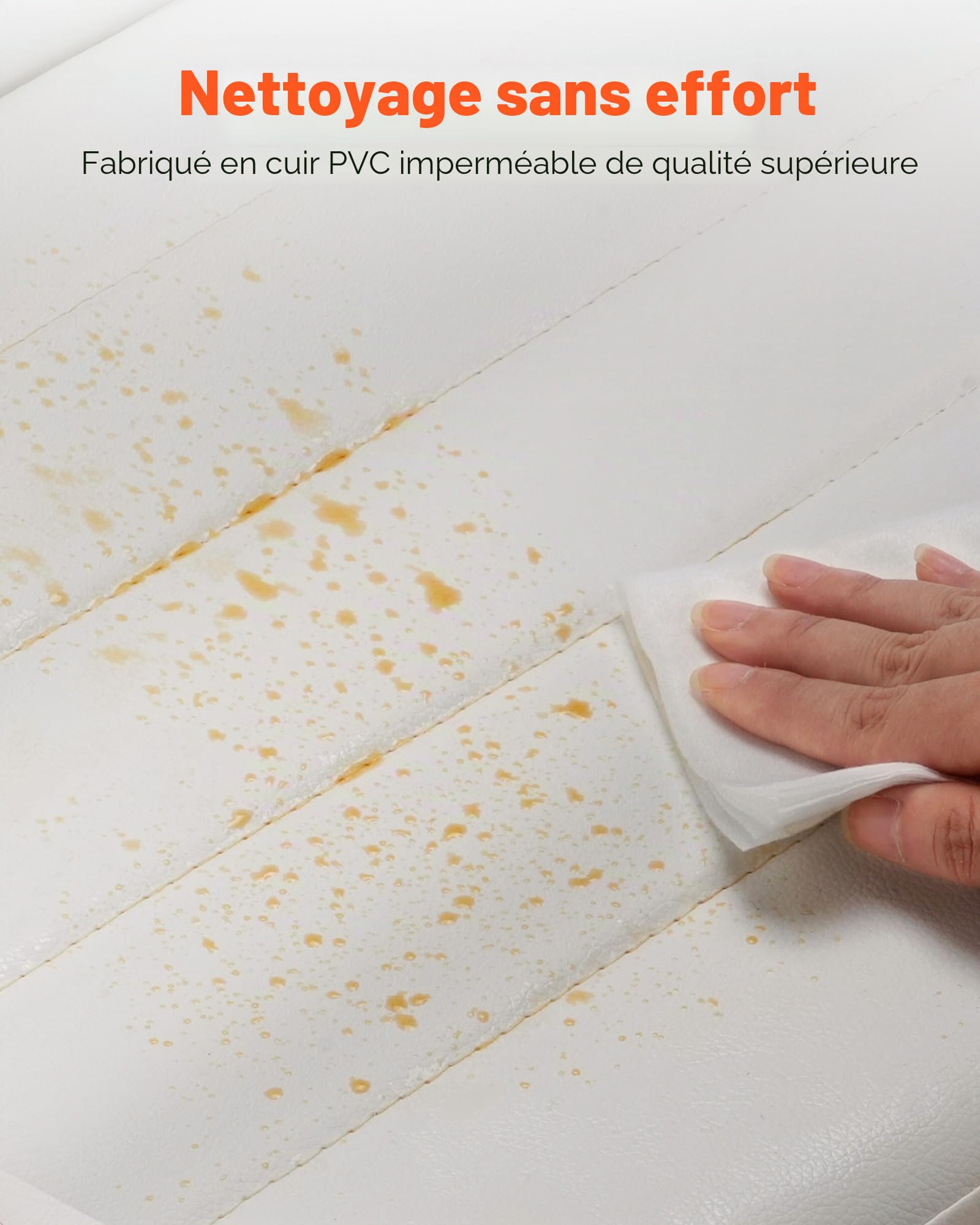 VEVOR Chaises Salle à Manger Modernes, Ensemble Chaises de Cuisine en Cuir 4 Pièces, avec Dossier, Coussins Épais et Pieds en Métal, Meuble d’Appoint Peu Encombrant, pour Table à Manger, Blanc