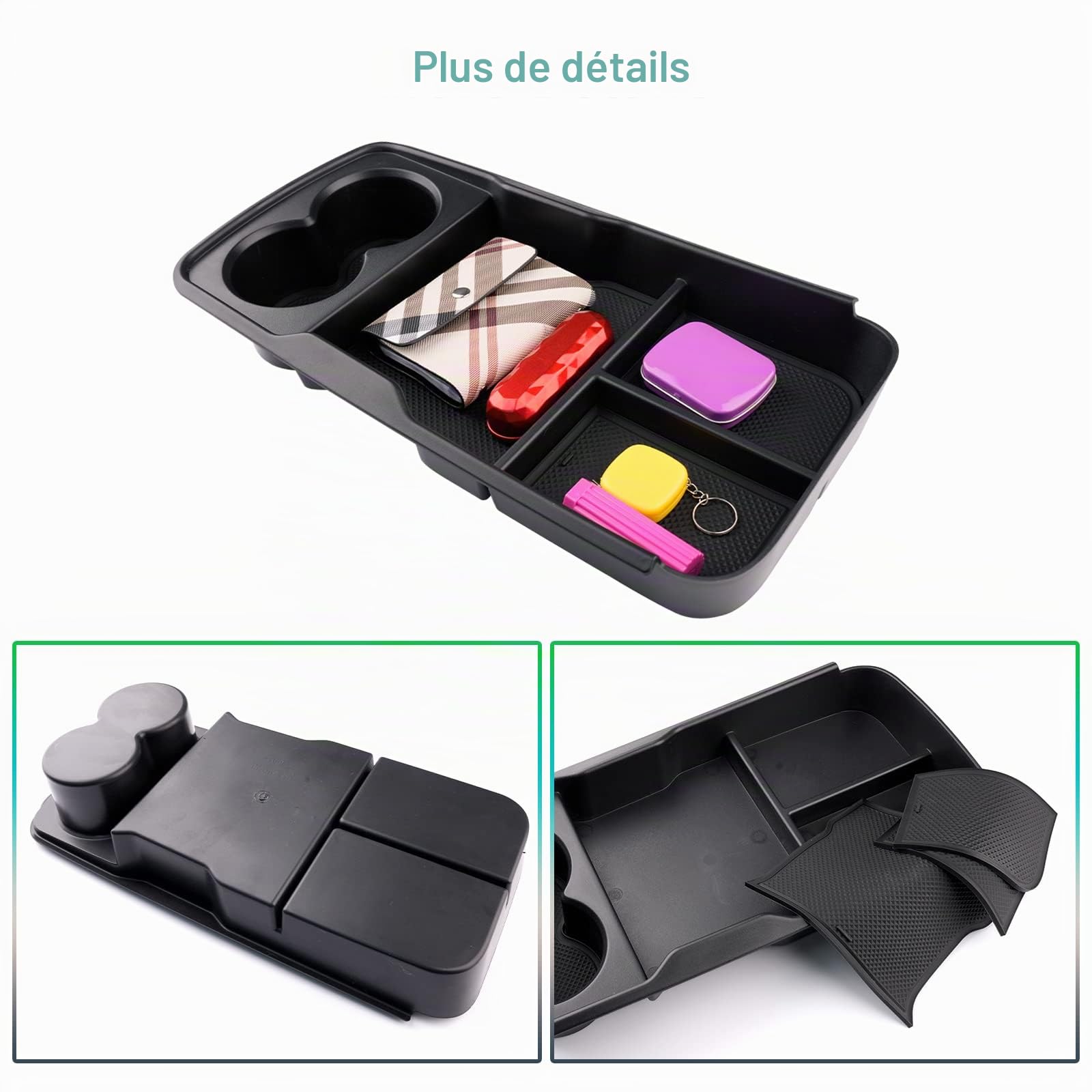 GAFAT Compatible avec Kia EV6 GT Line 2021-2026 2027 Boîte de Rangement pour Console Centrale, Facelift EV 6 2025 Organisateur Plateau Boîte À Gants Bas de Console Centrale, EV6 Accessoires (Noir)