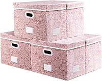 Vista 19 de PRANDOM Cajas de almacenamiento plegables jumbo con tapas, cubos de almacenamiento decorativos de tela, cestas organizadoras con asas de cubierta