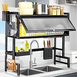 Escorredor De Louças Sobre A Pia, Escorredores De Louça Organizador Pia Suspenso Preto (Preto, 65CM)