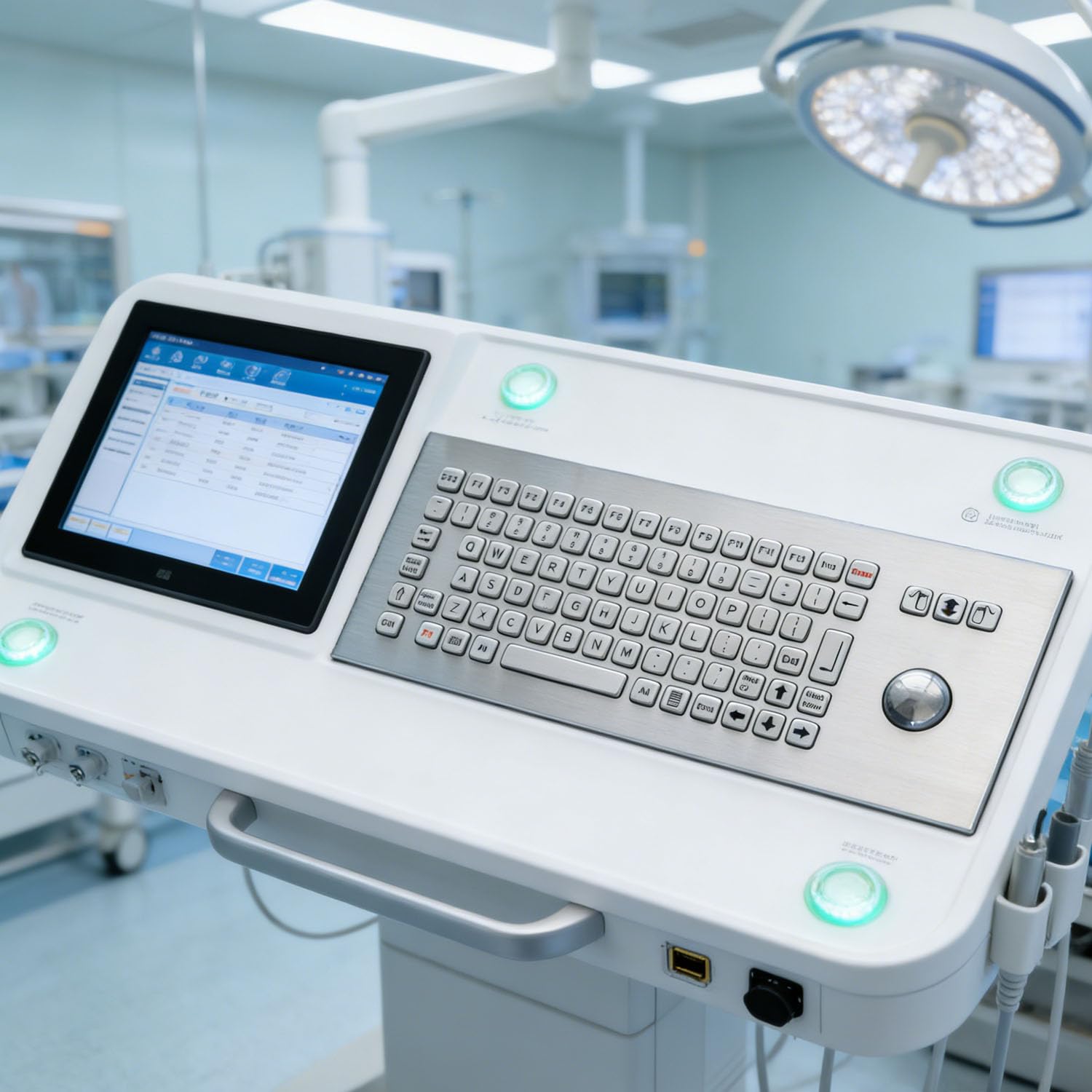 K-TEK-A361-OTB-FN-DWP klawiatura ze stali nierdzewnej z optycznym trackballem, klawiatura przemysłowa IP65, wodoodporna wandaloodporna, mocowanie na górnym panelu, 86 klawiszy z rzędem funkcyjnym USB