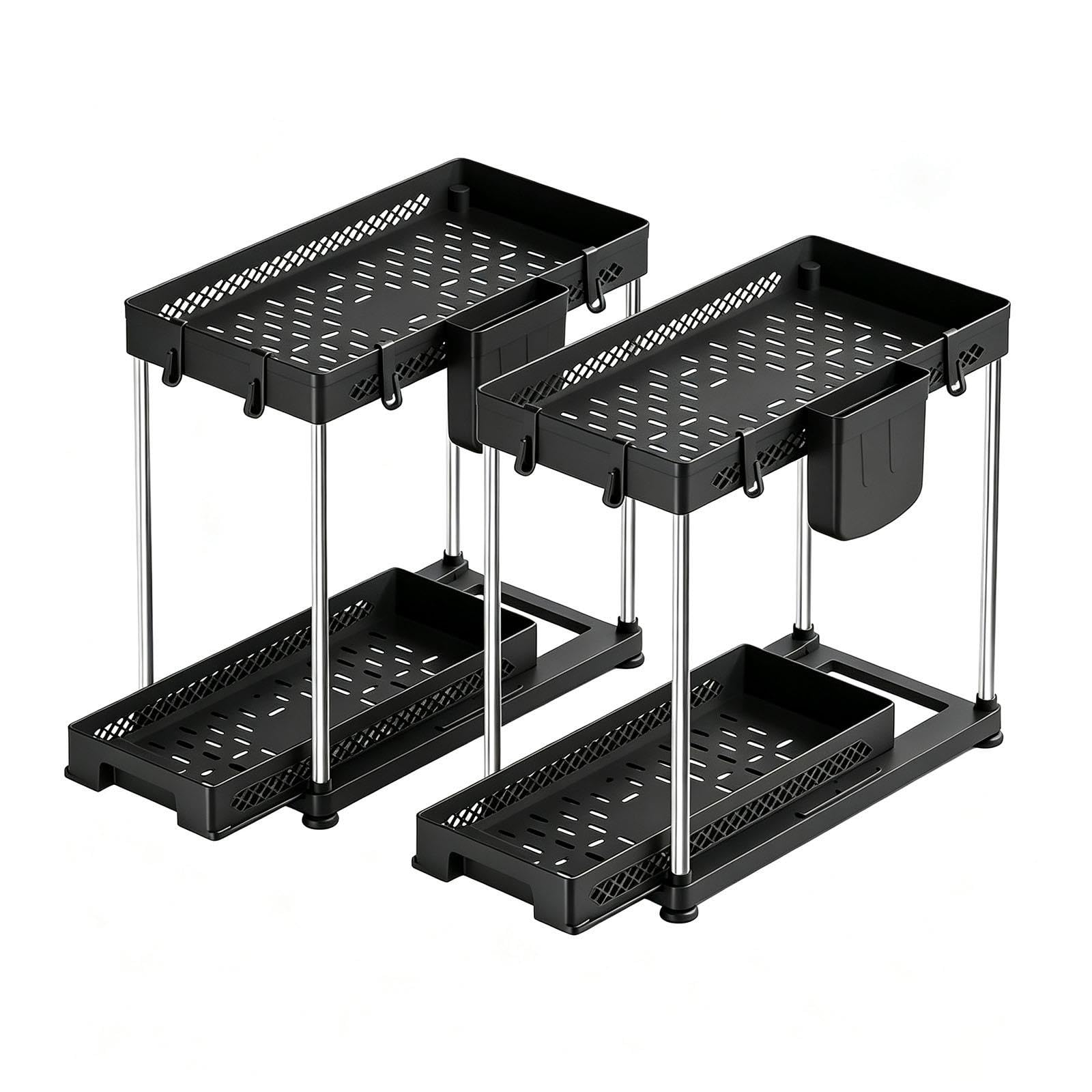 2 Pack Under Sink Organizer Pull Out Drawer
