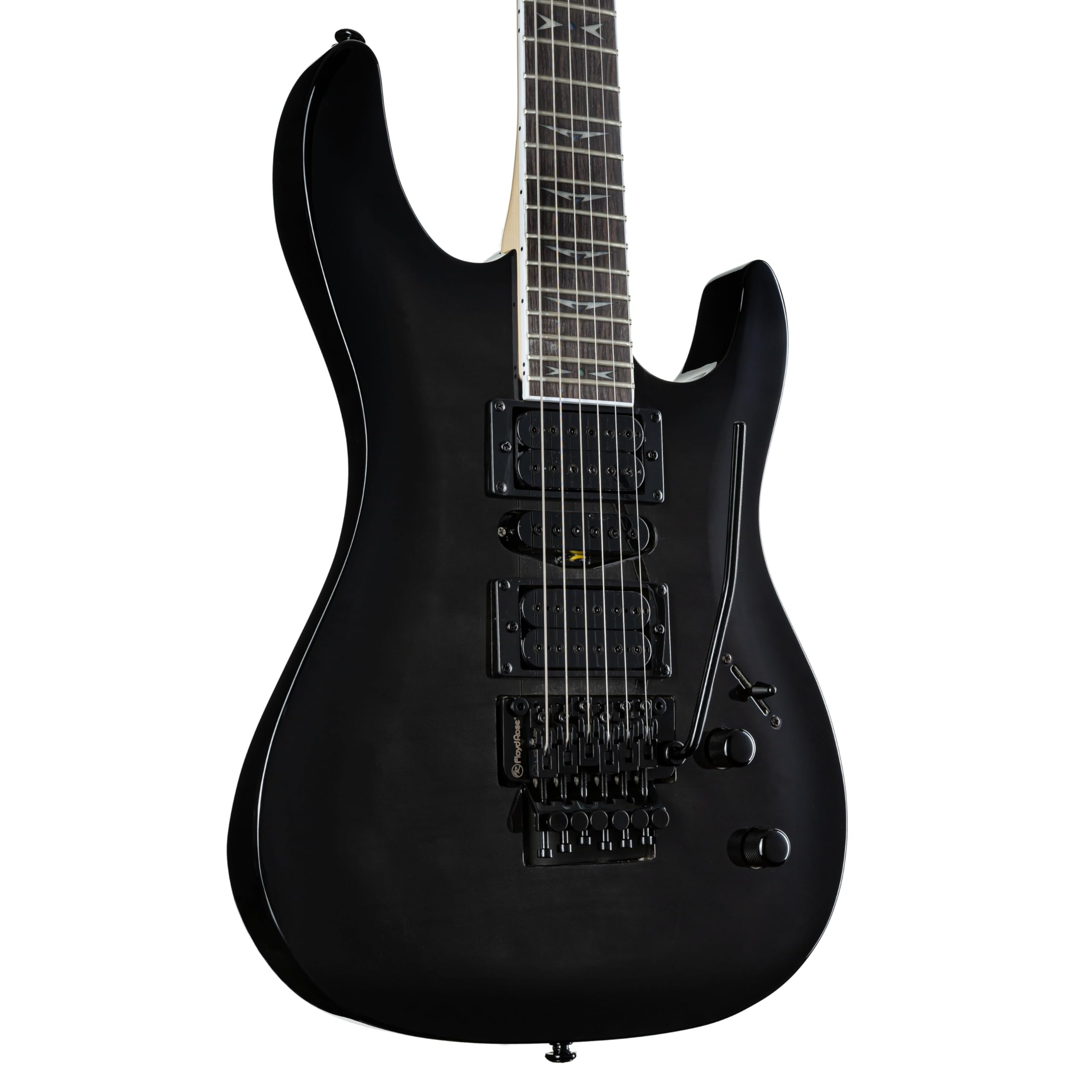 J & D T95FFM E-Gitarre, See Thru Black, Rock & Metal, HSH Tonabnehmer, Floyd Rose Tremolo