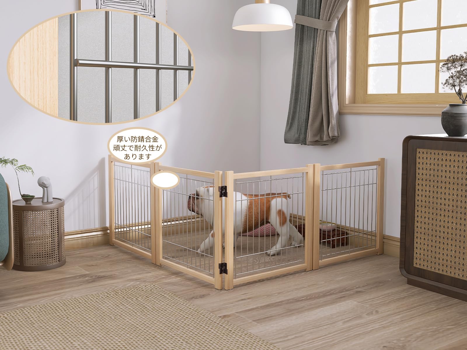 Amazon.co.jp: ペットフェンス 犬 ペットゲート 置くだけ 犬 フェンス
