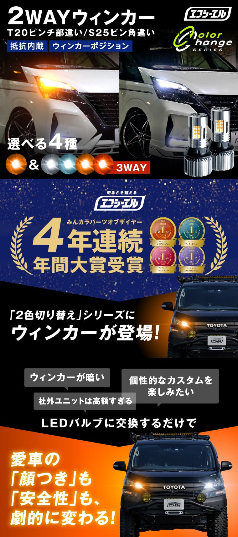 Amazon.co.jp: fcl.(エフシーエル) T20 ピンチ部違い led ウインカー