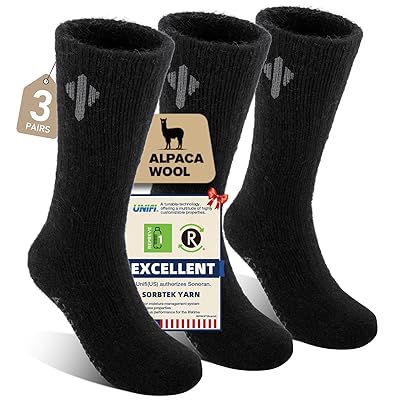 Alpaca Socks for Men and Women, Heavyweight Thermal Thick Warm Alpaca Wool Boot Sock for Hunting, Hiking, Moisture Wicking