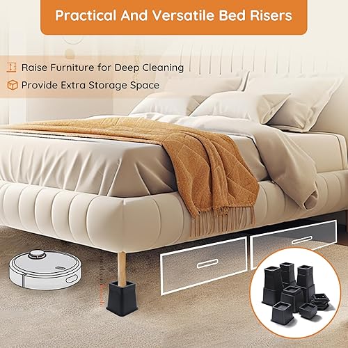 Miniatura 6 de Elevadores de cama, elevadores de muebles de gran tamaño, 12345678910 pulgadas, bloques de elevación ajustables para cama, sofá, escritorio, sofá,