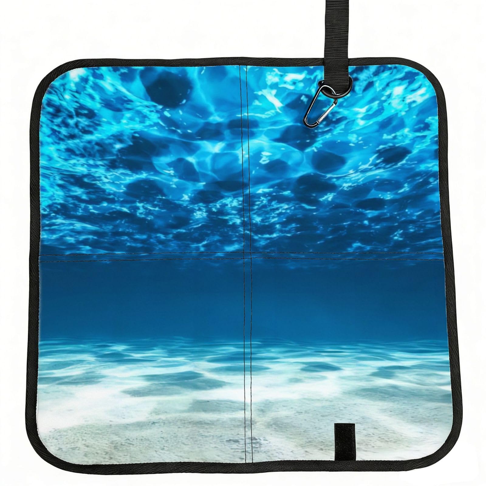 WZYCWB Underwater Ocean View Foldable Seating Cushion with Carabiner - Stadium Mat for Camping, Hiking and Outdoor Activities