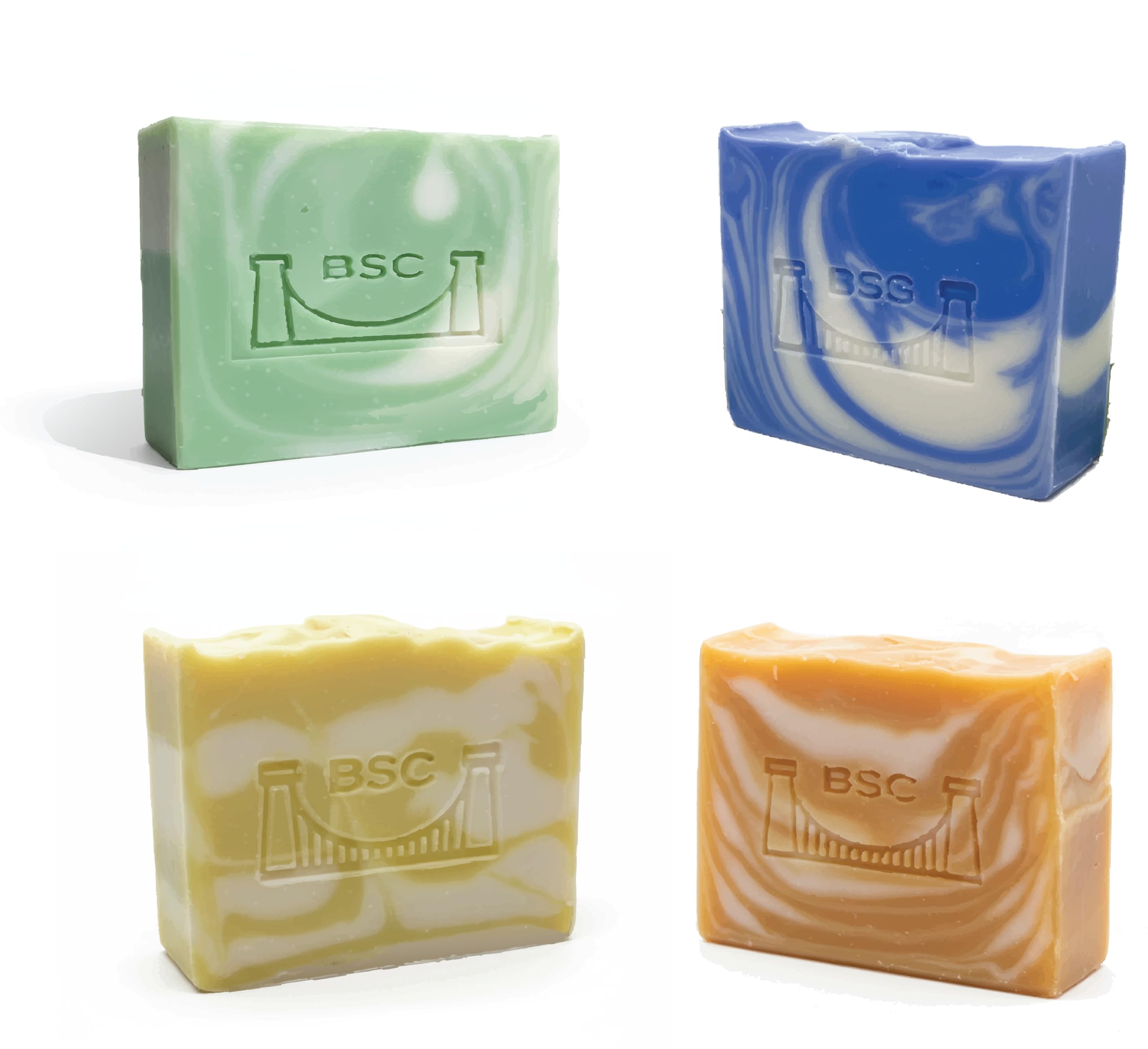 Bristol Soap Company Artisan Soap full size 4 Bar Pack Essential Oil Soaps with Shea Butter & Coconut Oil, Cruelty-Free & Vegan Gift Set (4 x 125g) (Orange, Lime, Lemon and Eucalyptus)