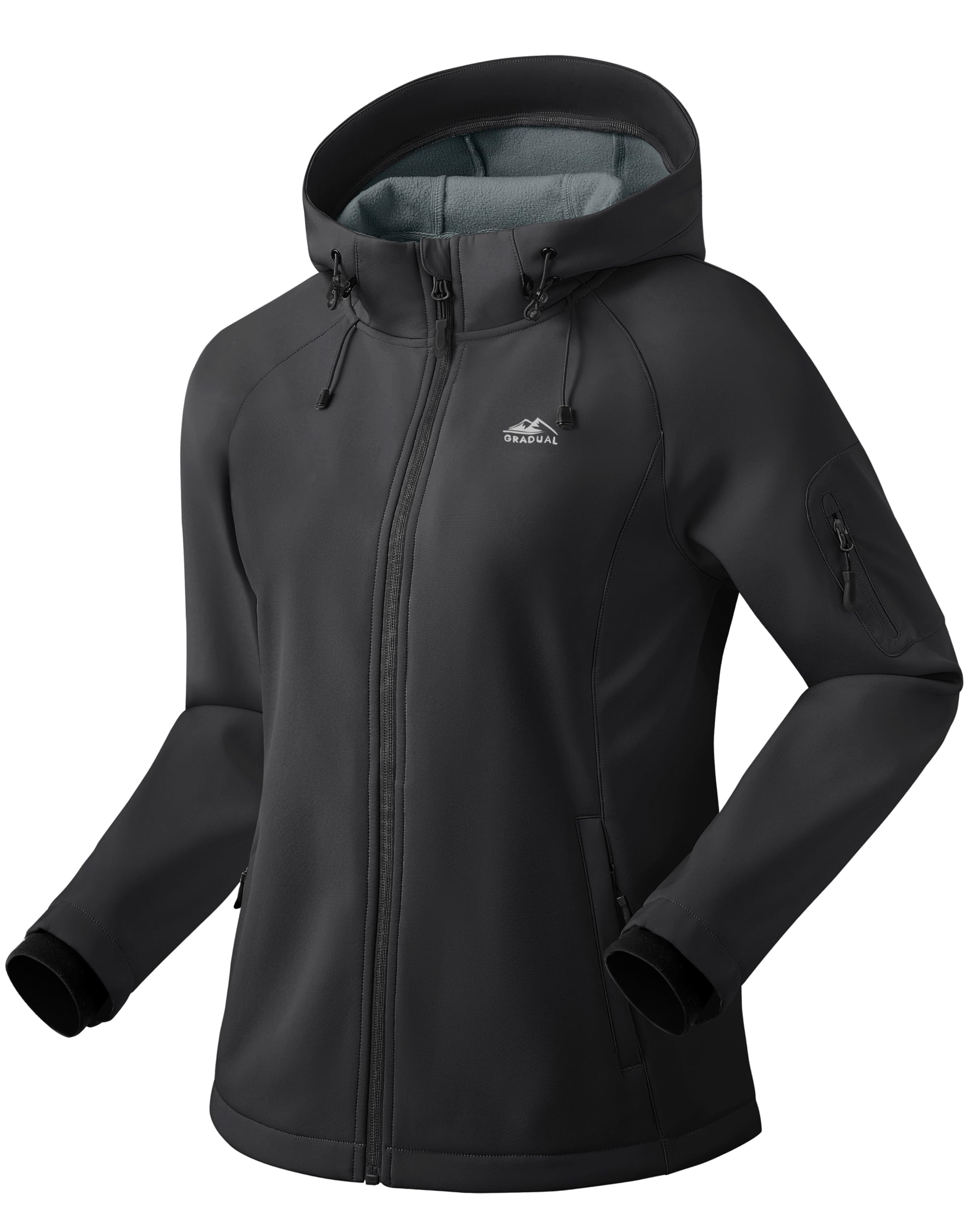 Women's Fleece Lined Softshell Jacket Windproof Warm Light Waterproof Hooded Jacket for Women Winter/Fall/Spring