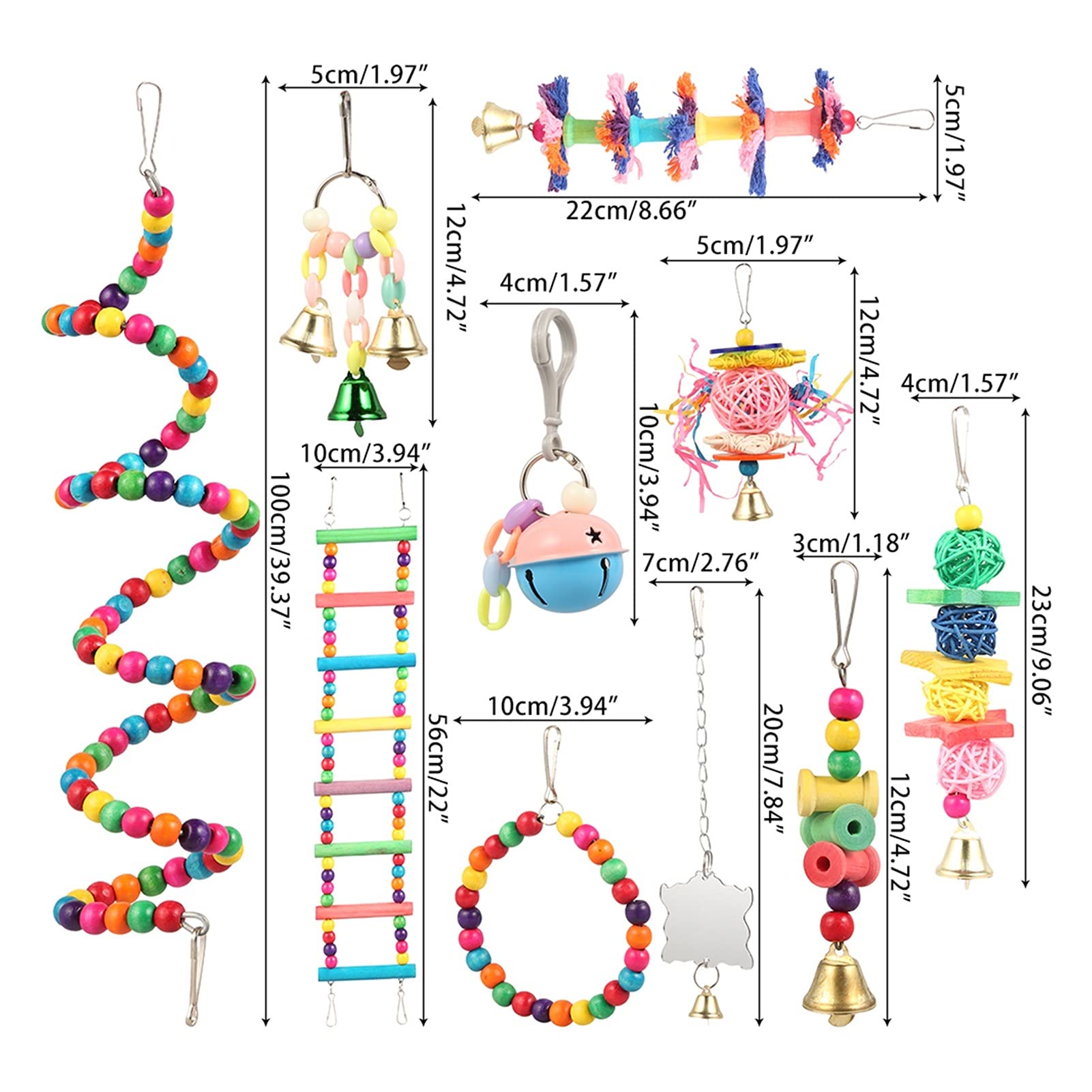 Vogelspielzeug 1. 0PCS / Set Vögel Haustiere Papageien Leitern Klettern Spielzeug Bunte lustige Swing Ball Bell Stand Budgie Sittich Käfig Bird Training Spielzeug