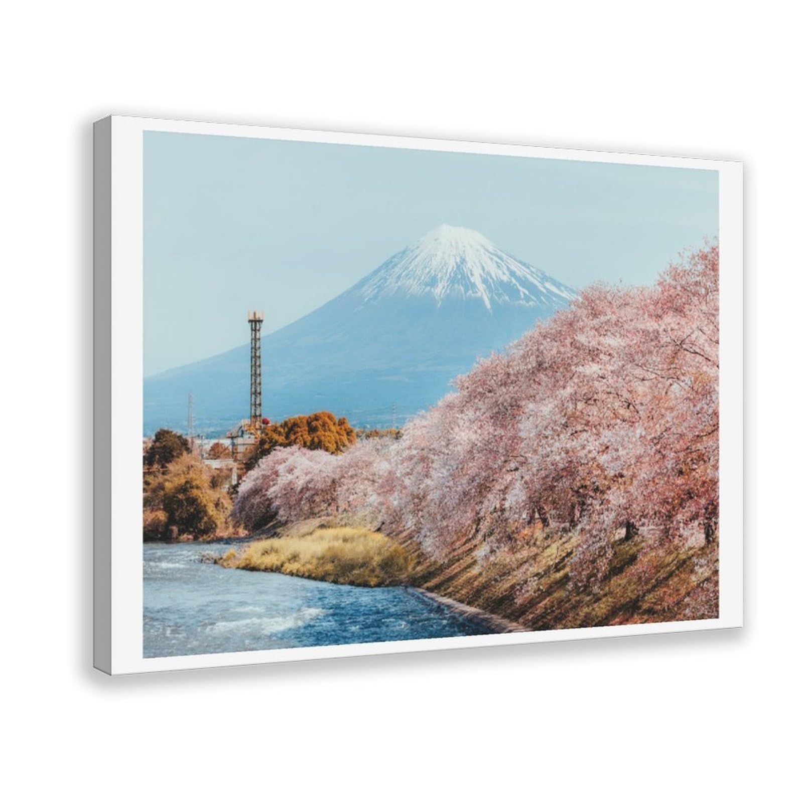 HEYANM Mt Fuji Sakura Art Print Japan Cherry Blossom Landscape Canvas Poster Bedroom Office Room Decor Gift Frame 12x18inch