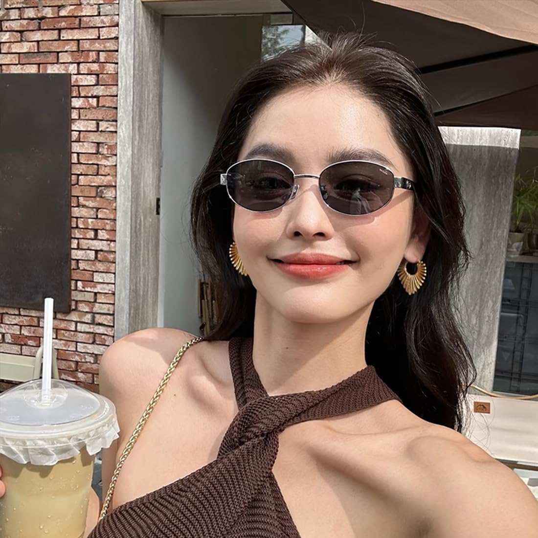 Chunky Sunburst Sun Hoop Earrings for Women, Statement Drop Dangle Earring Prom Boho Jewelry for Holiday Party - Image 2