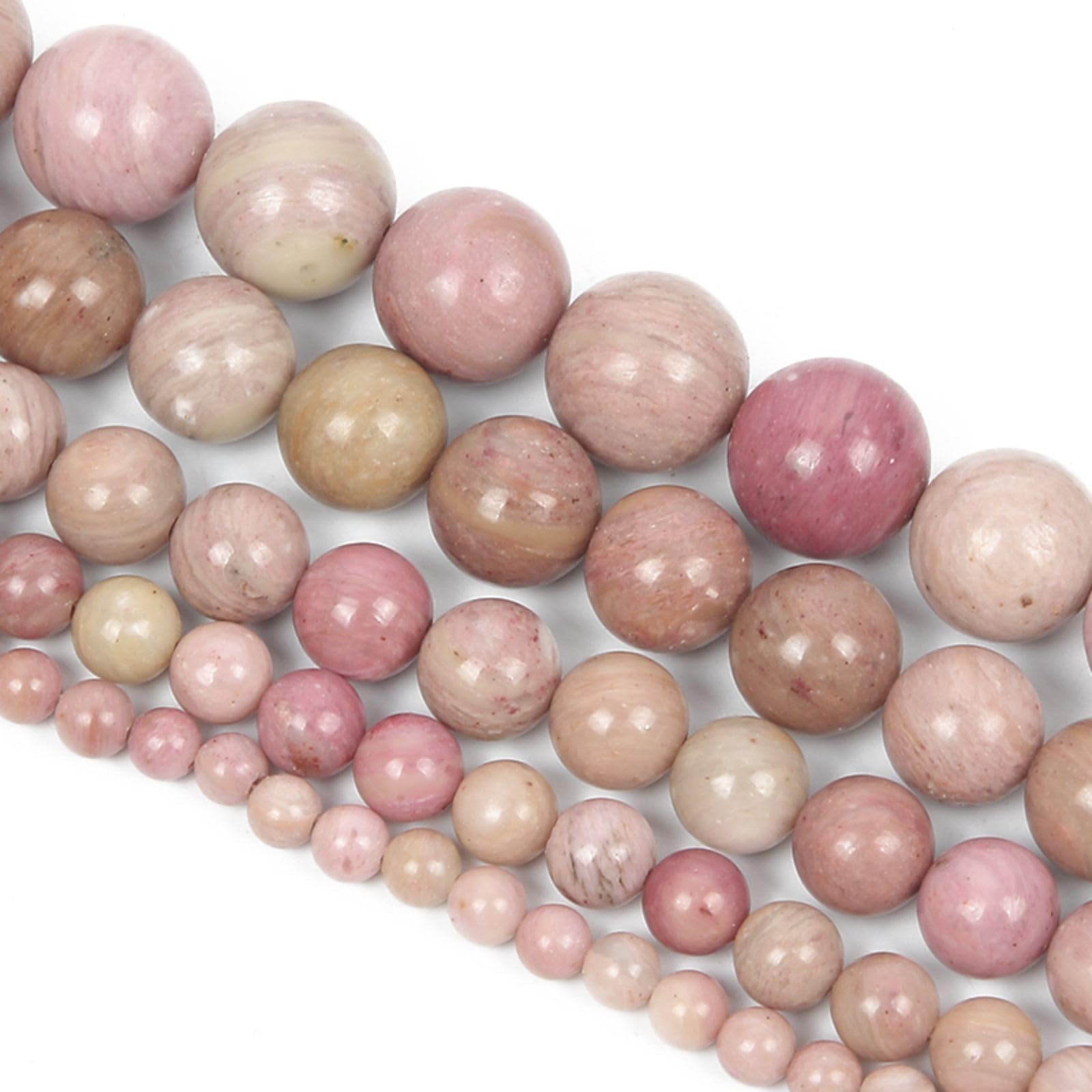 36 perline rotonde in pietra di diaspro rosso naturale effetto legno da 10 mm per la creazione di gioielli fai da te, braccialetti e collane.