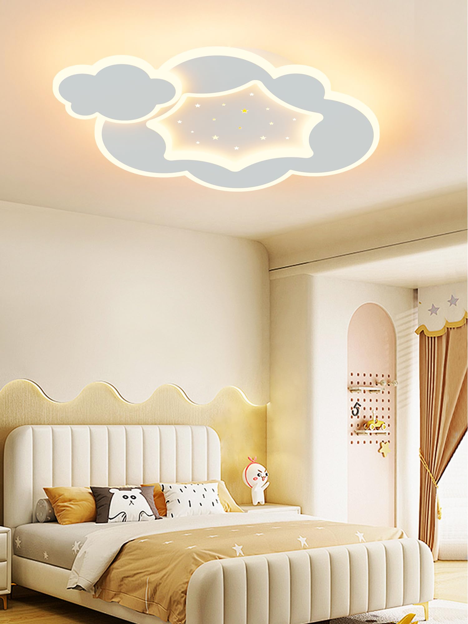 ZEKEI Lámpara Techo Infantil con Mando a Distancia，Lámpara Habitación Techo con Luz Regulable de 3000k-6000k y Brillo Ajustable para Dormitorio y Habitación Infantil，45 cm con Luz Nocturna