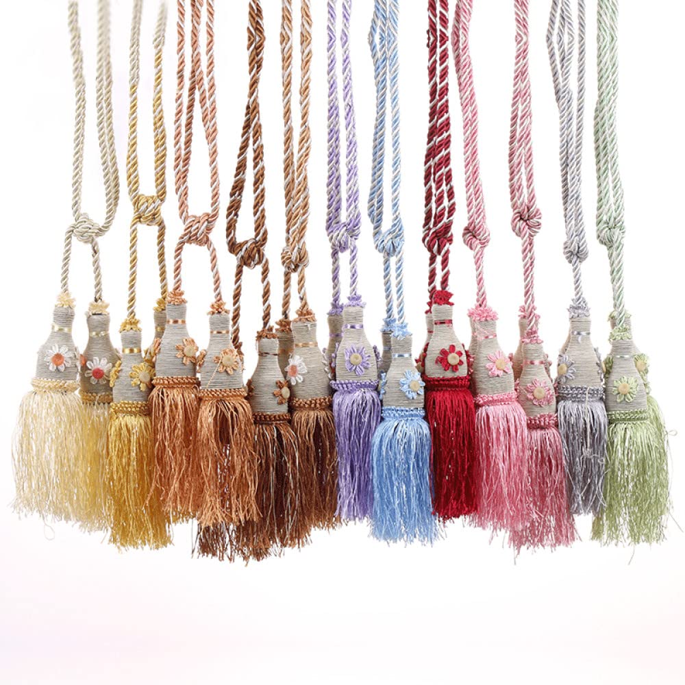 Vorhangseile Tiebacks, Gardinenhalter Gardinenhalter Gardinengurt Seil Einfache Quaste Ohr Vorhang Hängende Kugel Gurt, 2 Stück(Dark Coffee)