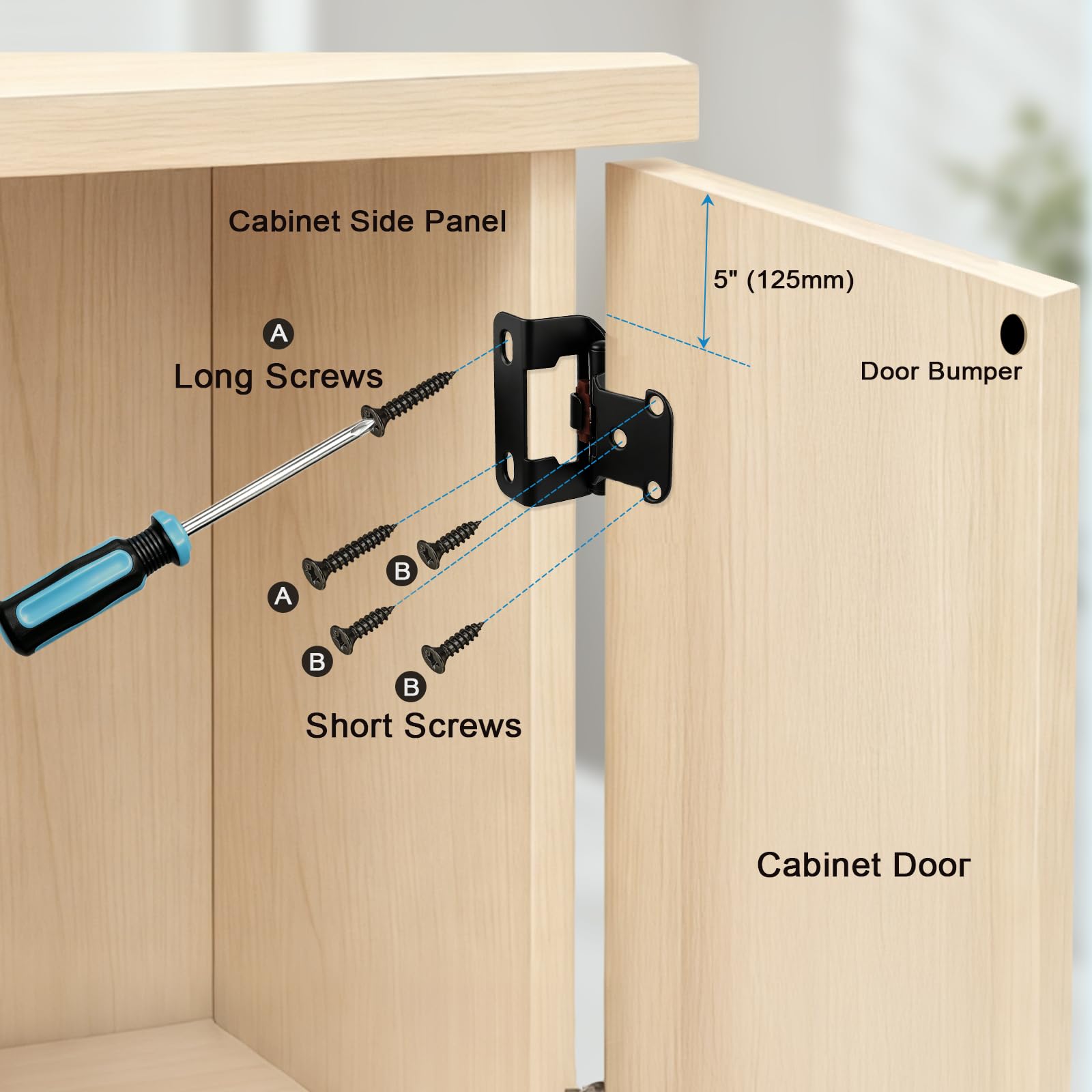 Black Overlay Cabinet Hinges - 25 Pair -6 Black Overlay Cabinet Hinges - 25 Pair -6