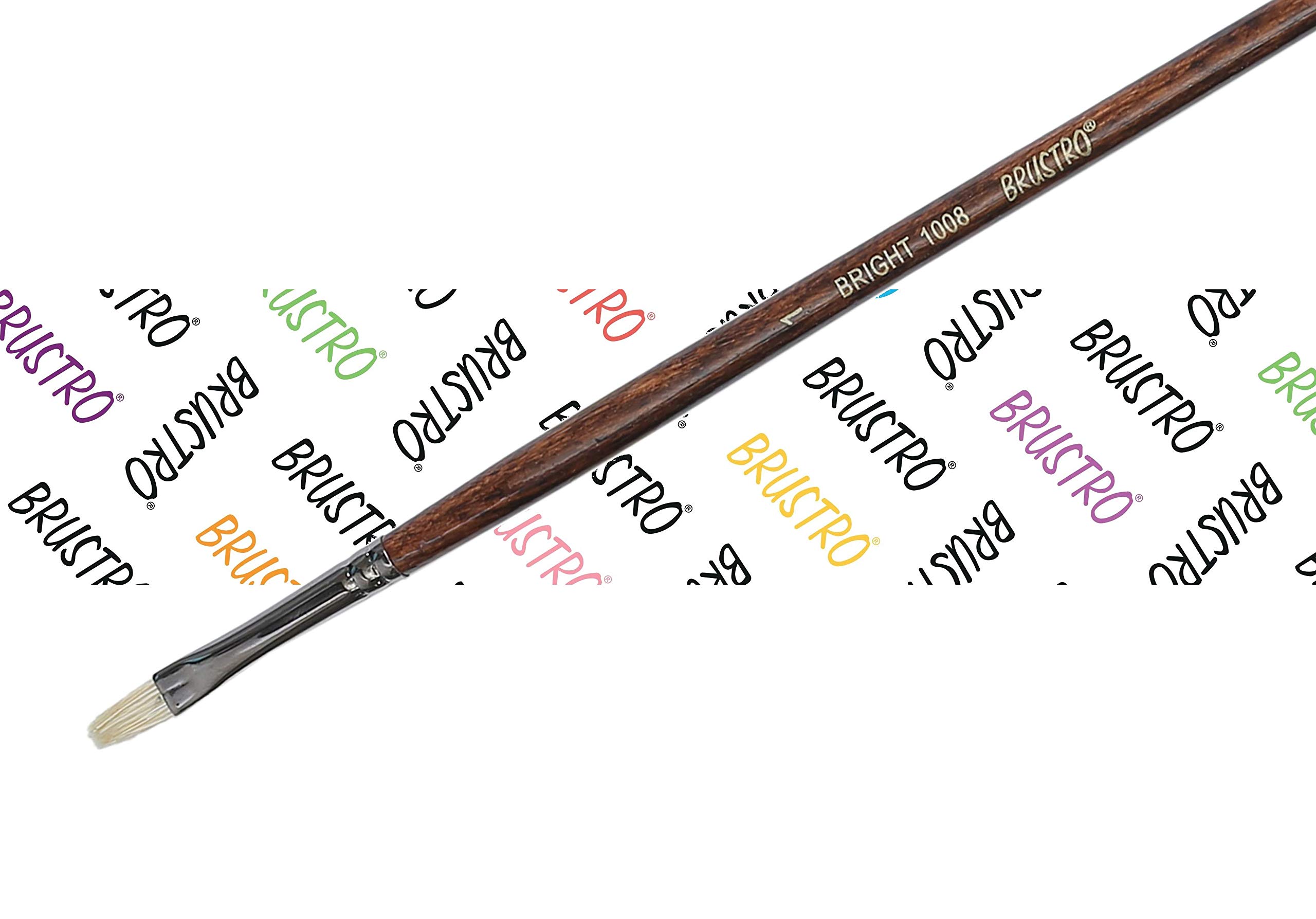 Brustro Artists Bristlewhite Bright Brush Series 1008 - Brush No. 1, Chungking Hog Bristle | Ideal for Oil, Acrylic Painting on Paper, Canvas, Fine Art Students and Professionals